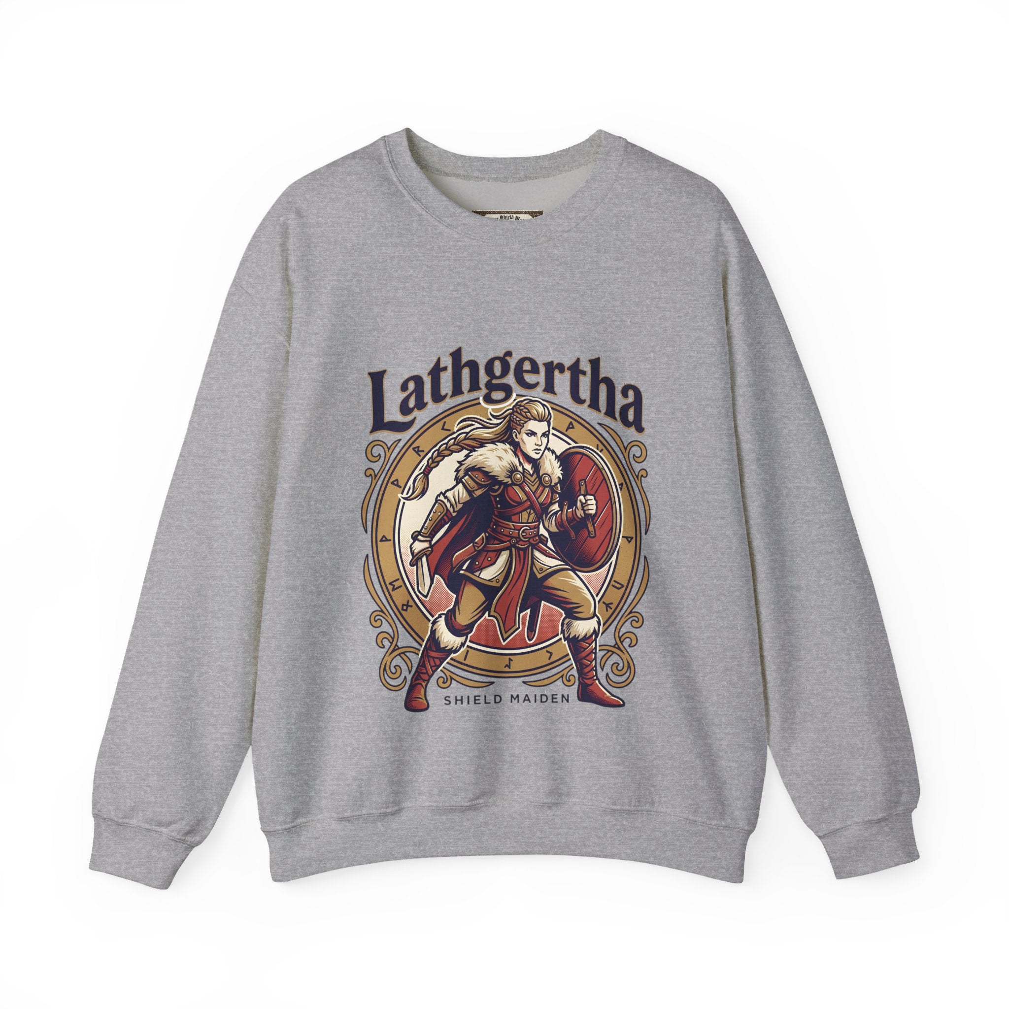 Viking Lathgertha Shield Maiden Sweatshirt | Unisex Adult Norse Crewneck