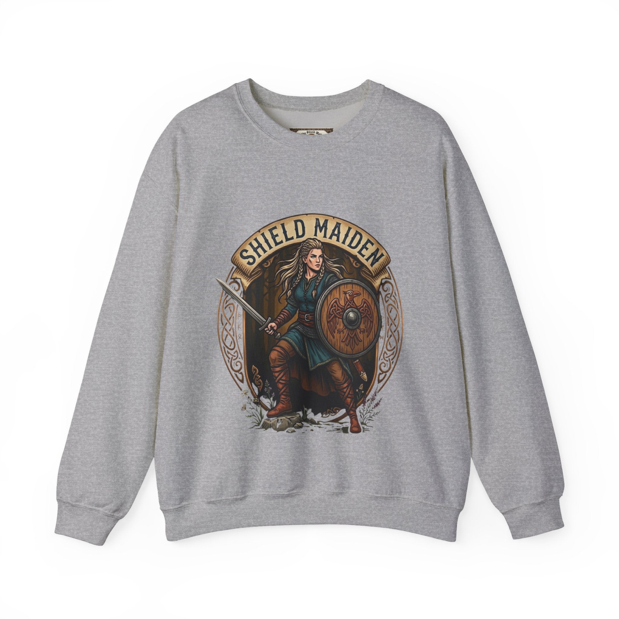 Shield Maiden Crewneck Sweatshirt | Unisex Adult Viking Warrior Top