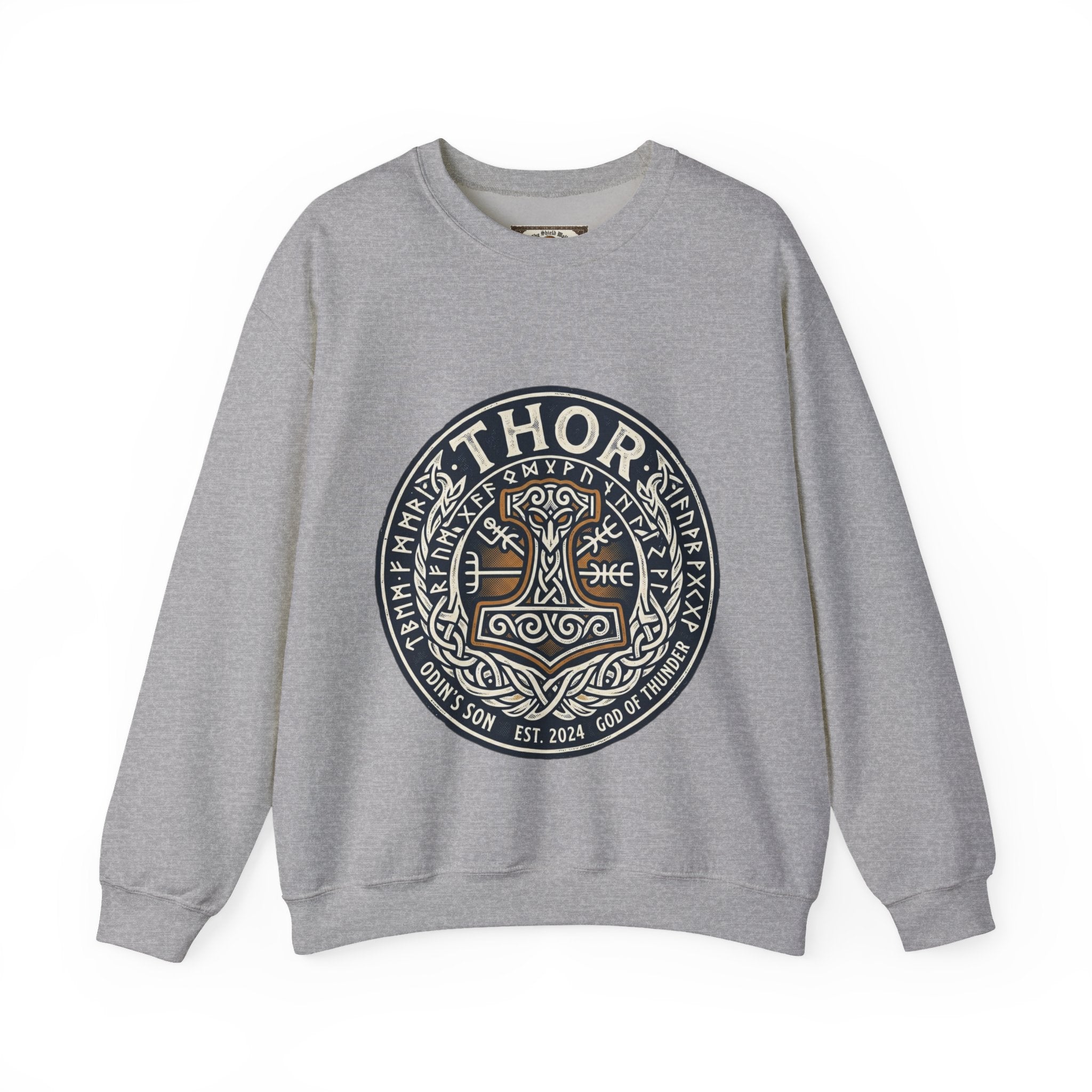 Thor's Hammer Mjollnir Crewneck Sweatshirt — Norse God of Thunder Design