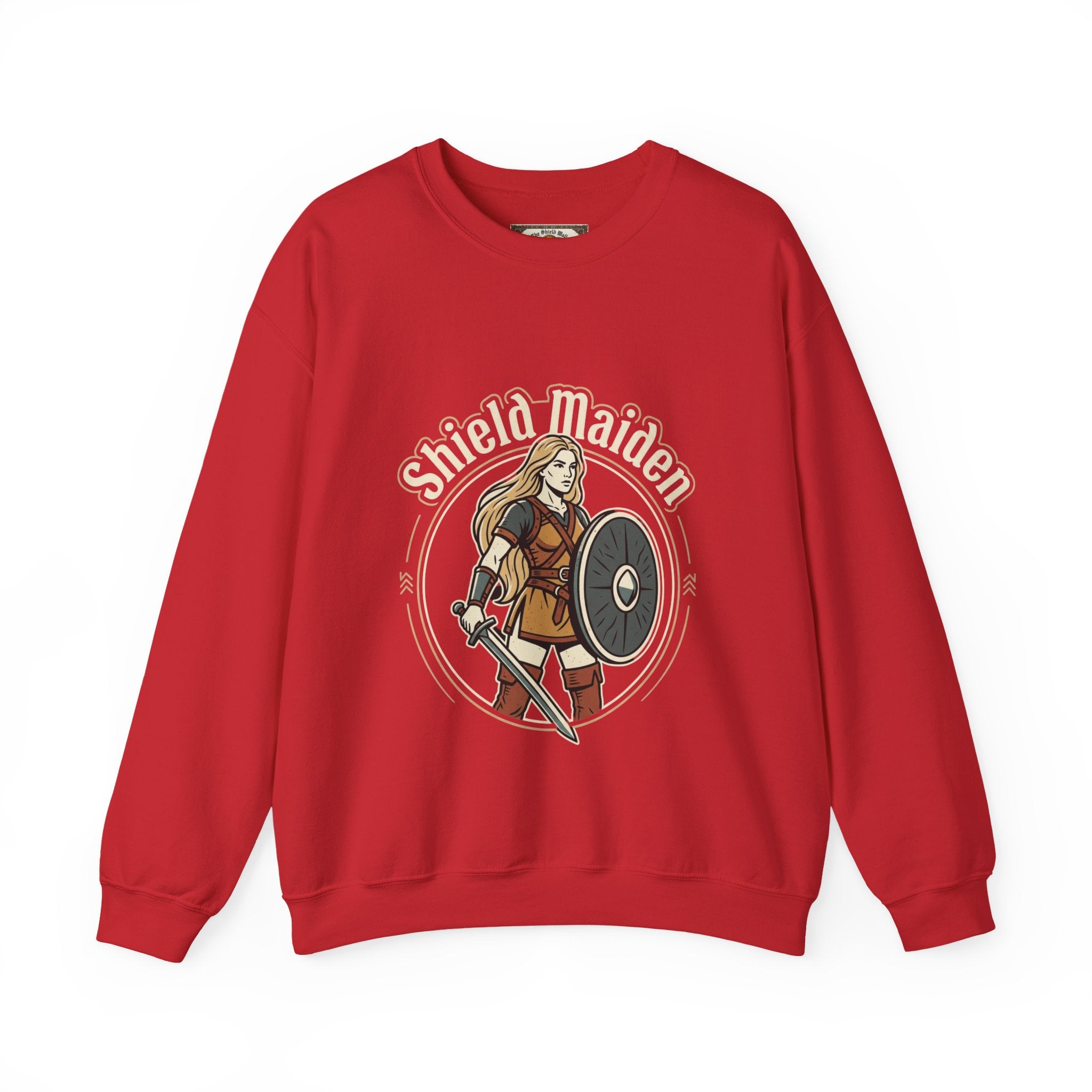 Shield Maiden Crewneck Sweatshirt — Legendary Female Warrior Design