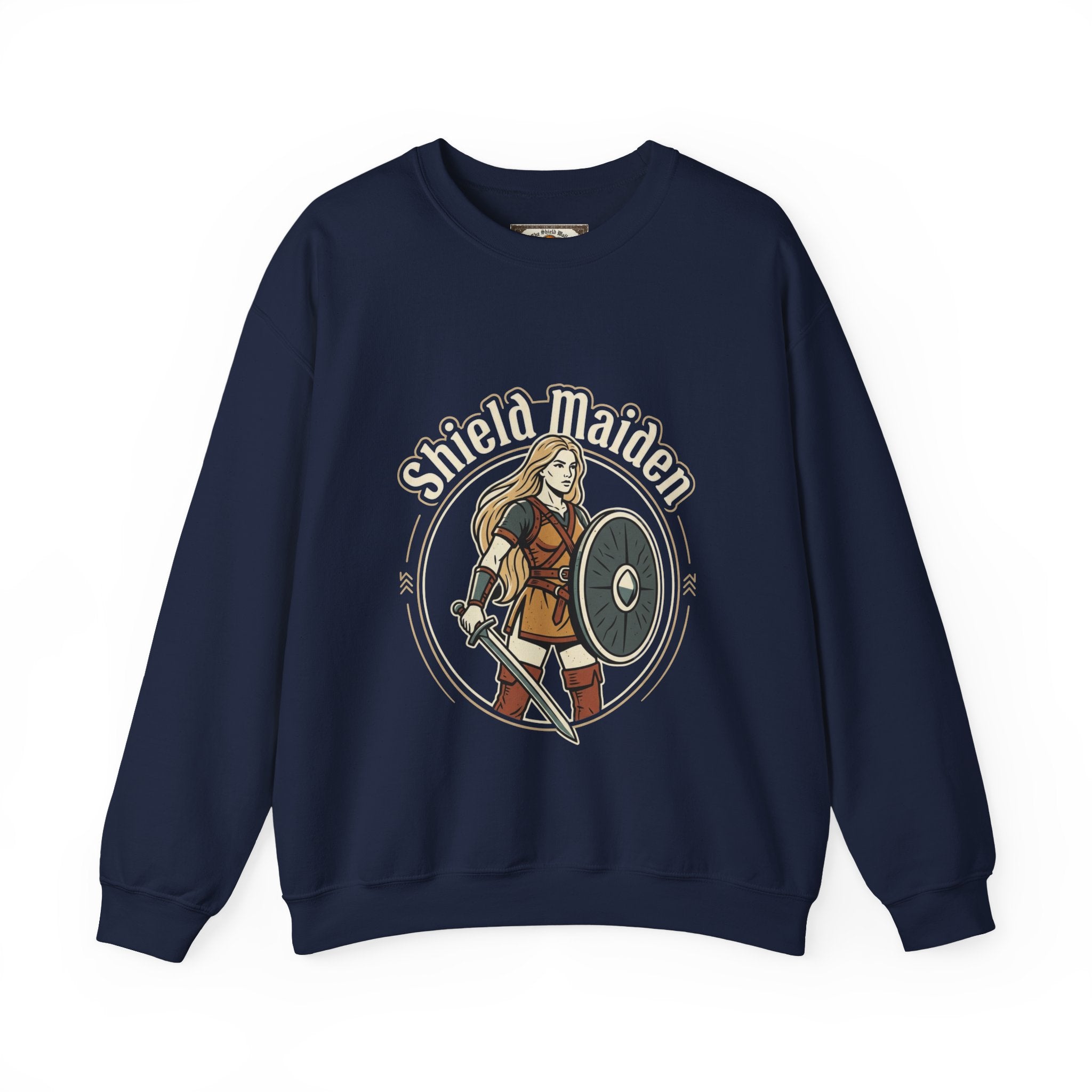 Shield Maiden Crewneck Sweatshirt — Legendary Female Warrior Design
