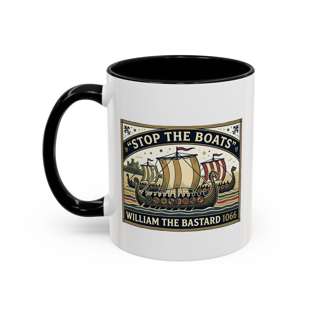 "Stop the Boats" Norman Protest Accent Coffee Mug — William the Bastard 1066 — 11oz