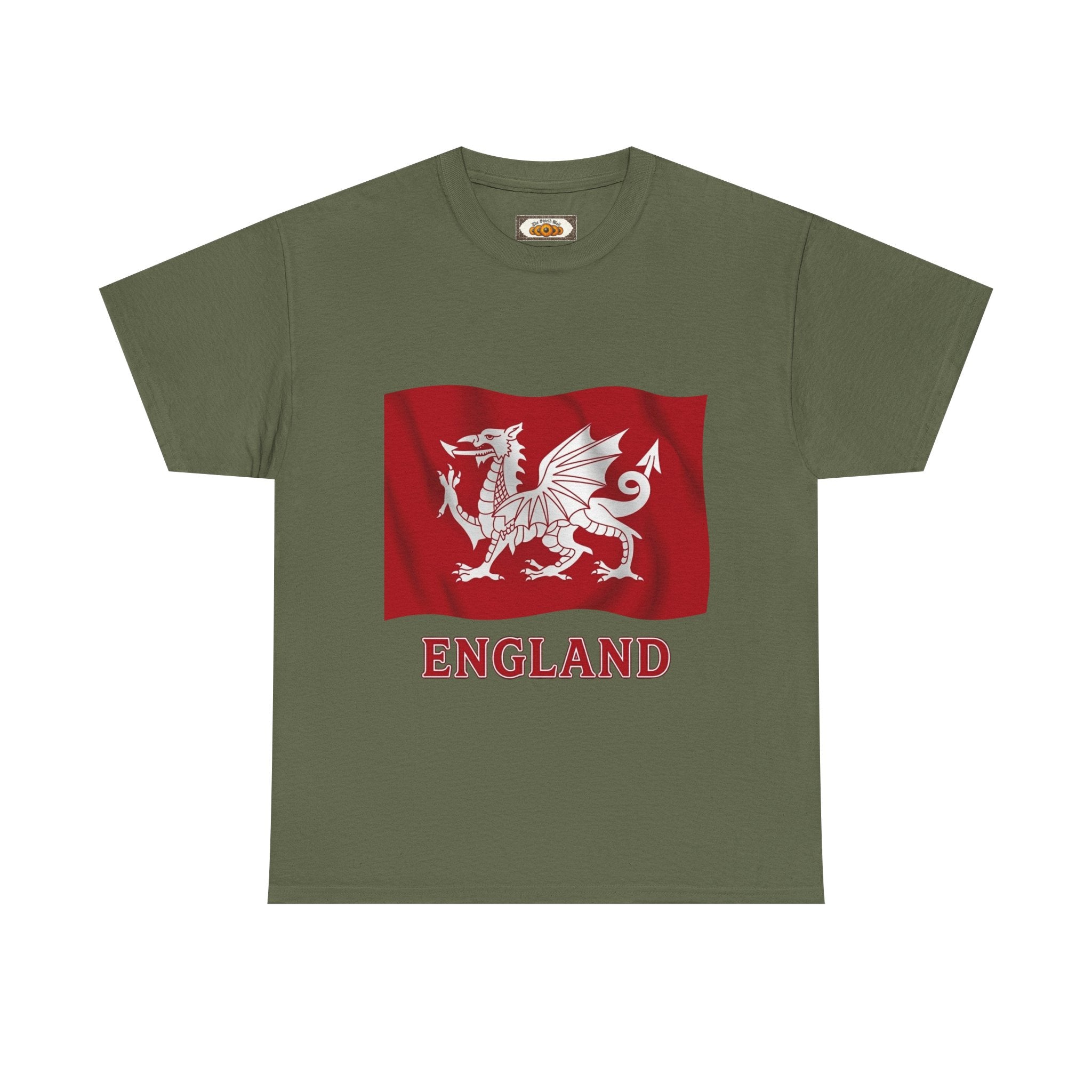 Anglo-Saxon White Dragon Flag T-Shirt | Unisex Historical Cotton Tee