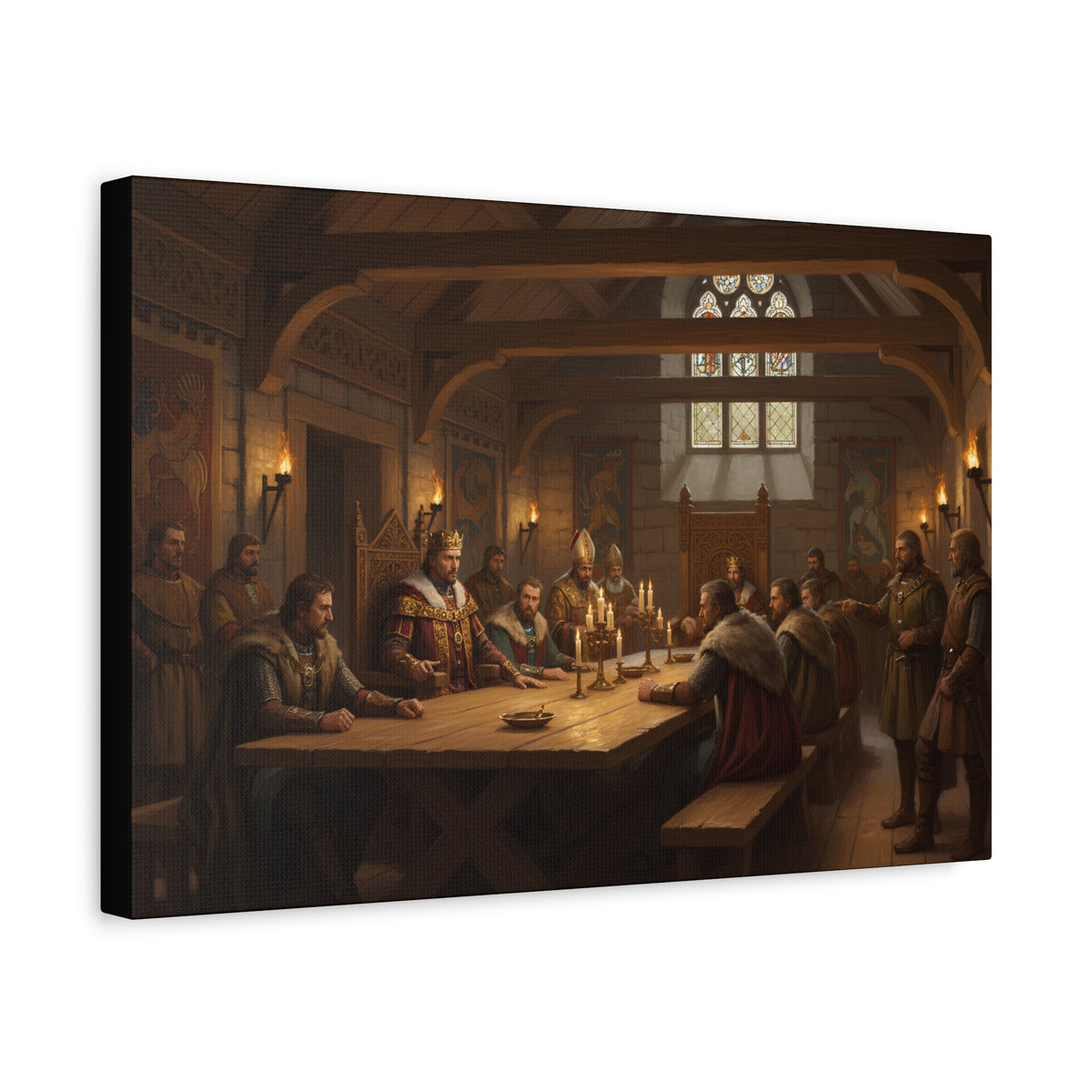 The Witan in Session — Anglo-Saxon Royal Council Unframed Canvas Print | Heritage Gift