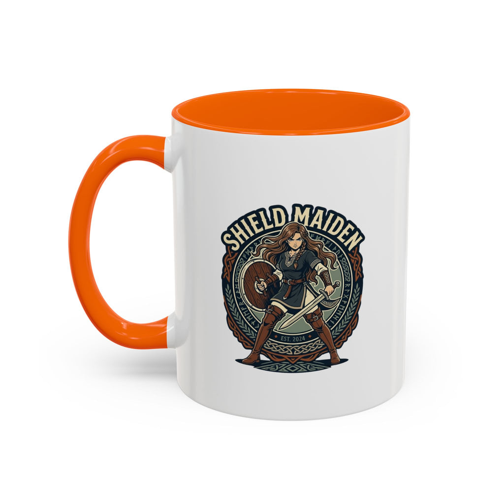 Shield Maiden Coffee Mug | Anglo-Saxon Warrior Woman | 11oz Accent Mug