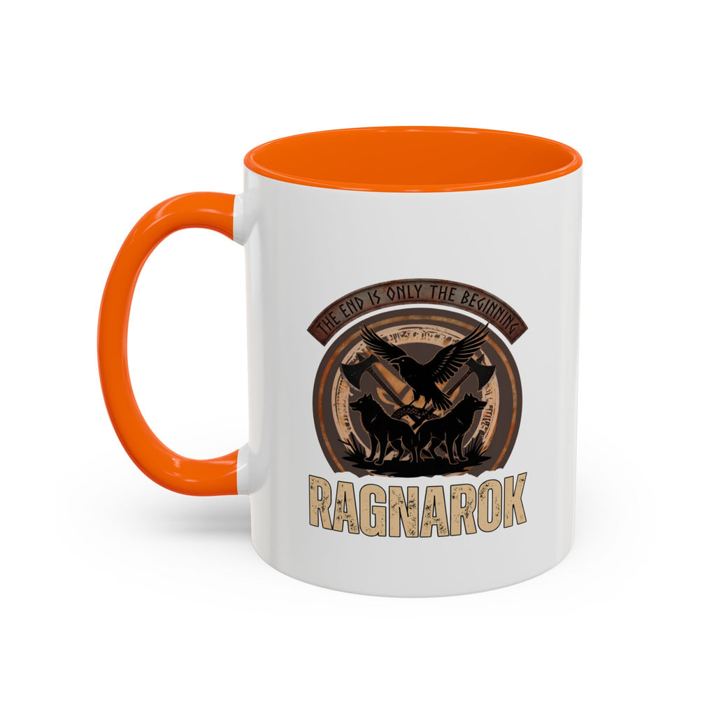 Ragnarök Mug — The End Is Only The Beginning Raven Wolf & Axes Accent Ceramic Mug 11oz | Heritage Clothing