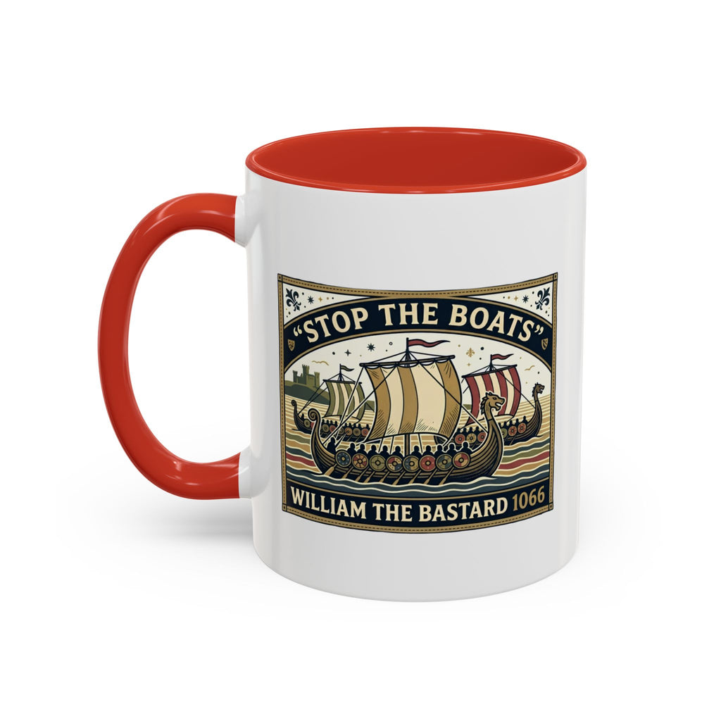 "Stop the Boats" Norman Protest Accent Coffee Mug — William the Bastard 1066 — 11oz