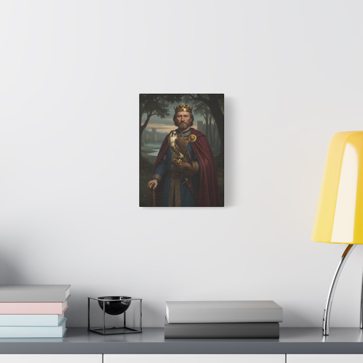 King Harold II Portrait Canvas Print — With Falcon Unframed Stretched Matte Wall Art | Heritage Clothing