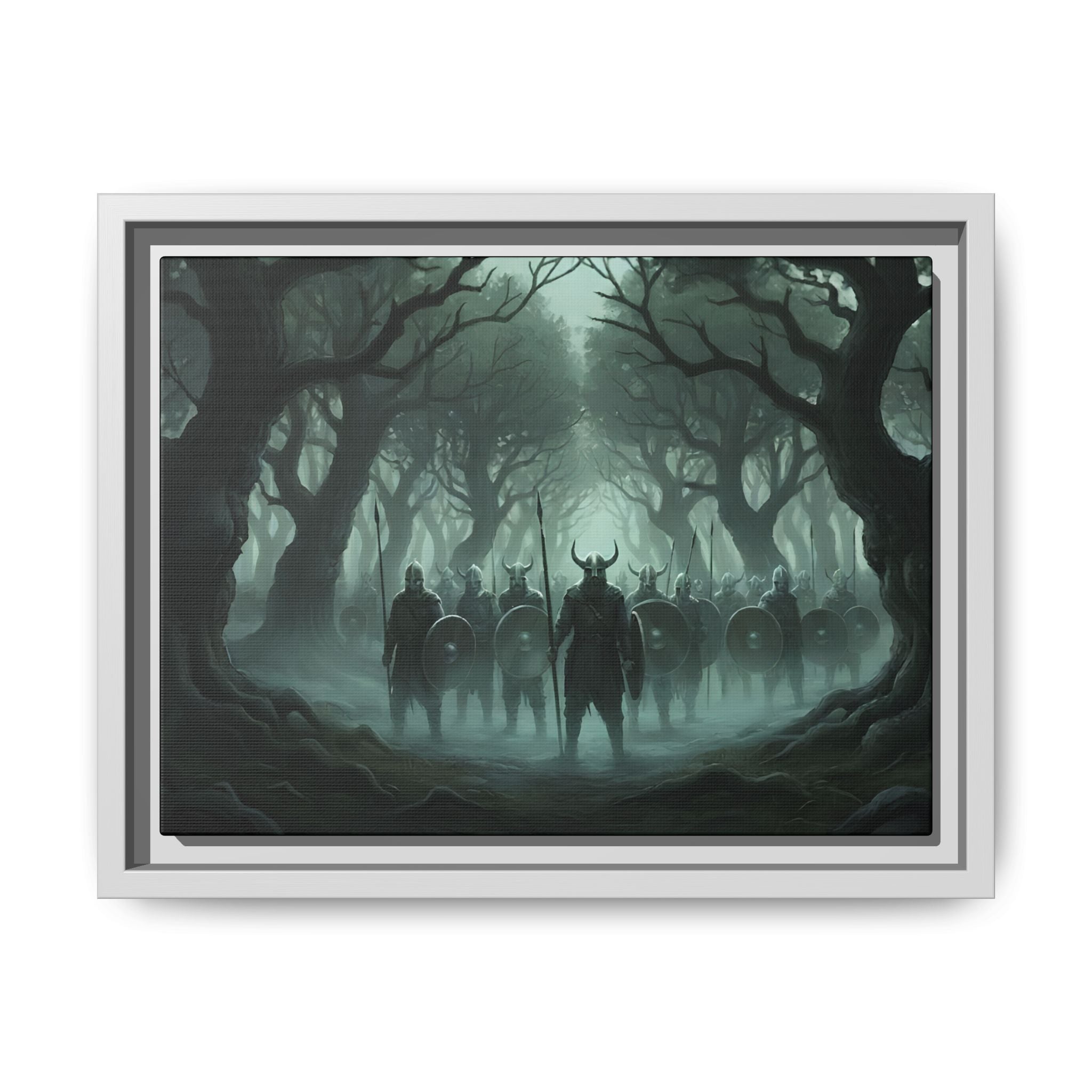 Viking Warriors Matte Framed Canvas — "Viking Ghosts of Kingley Vale"