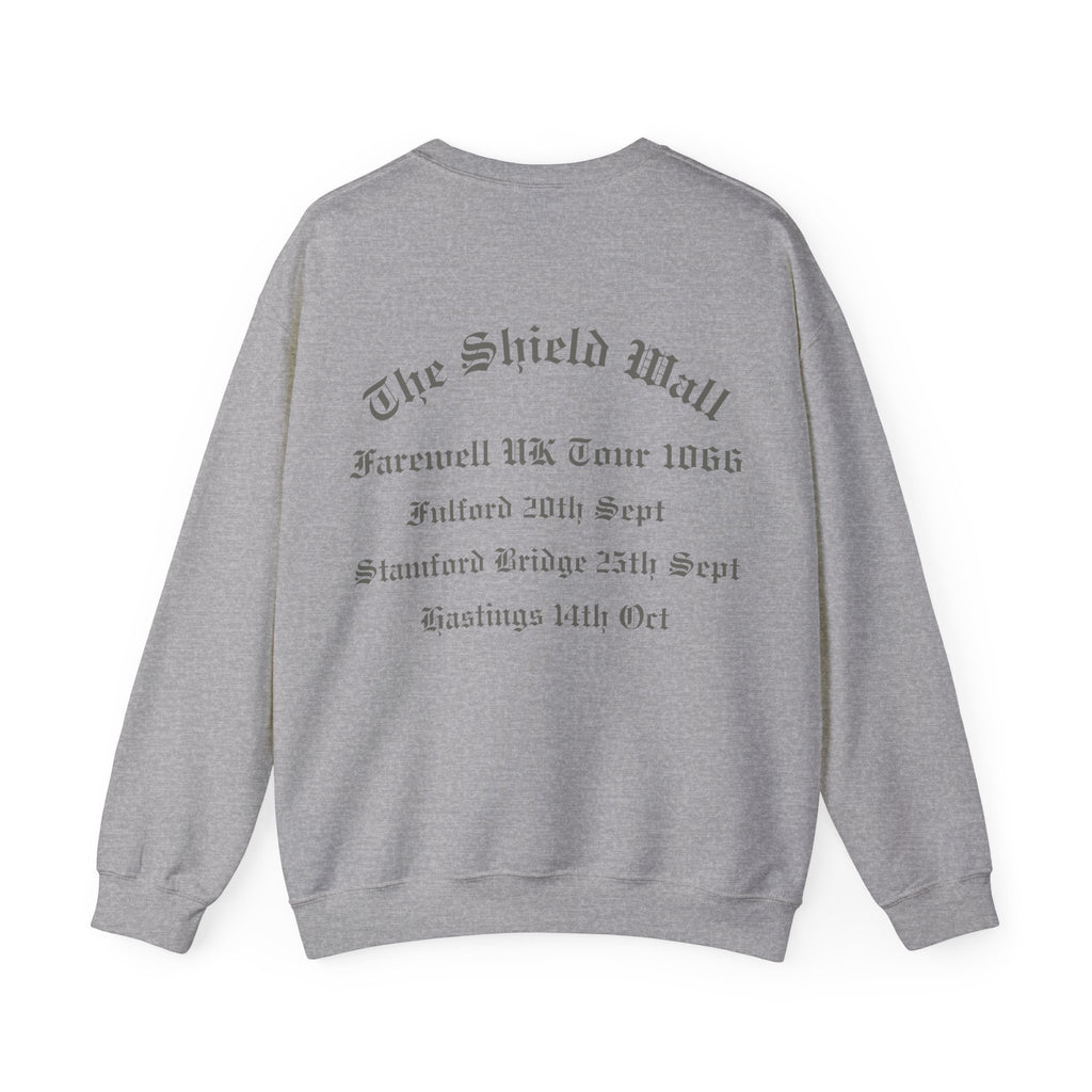 The Shield Wall Farewell UK Tour 1066 Sweatshirt — Unisex Adult Battle Dates Back Print