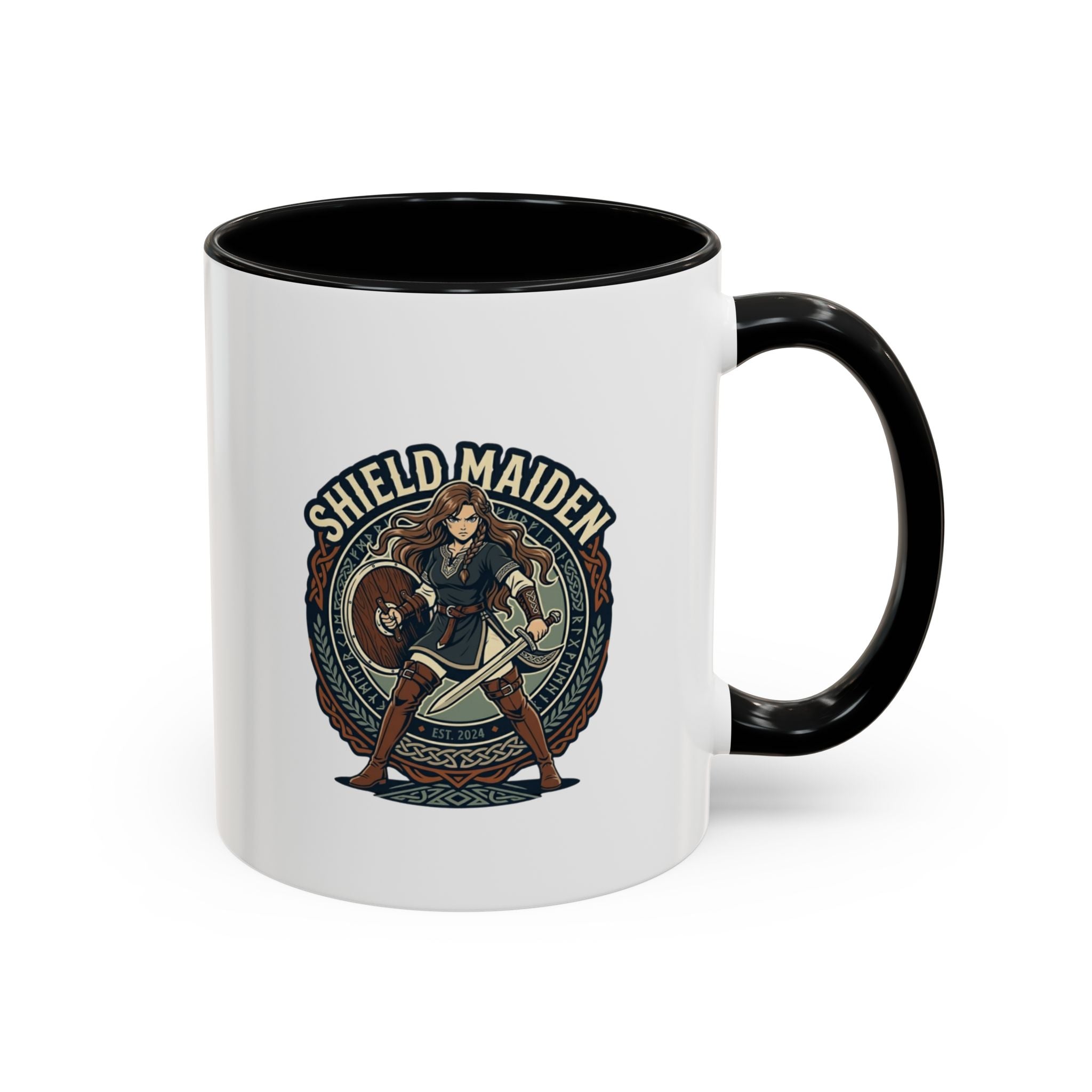 Shield Maiden Coffee Mug | Anglo-Saxon Warrior Woman | 11oz Accent Mug
