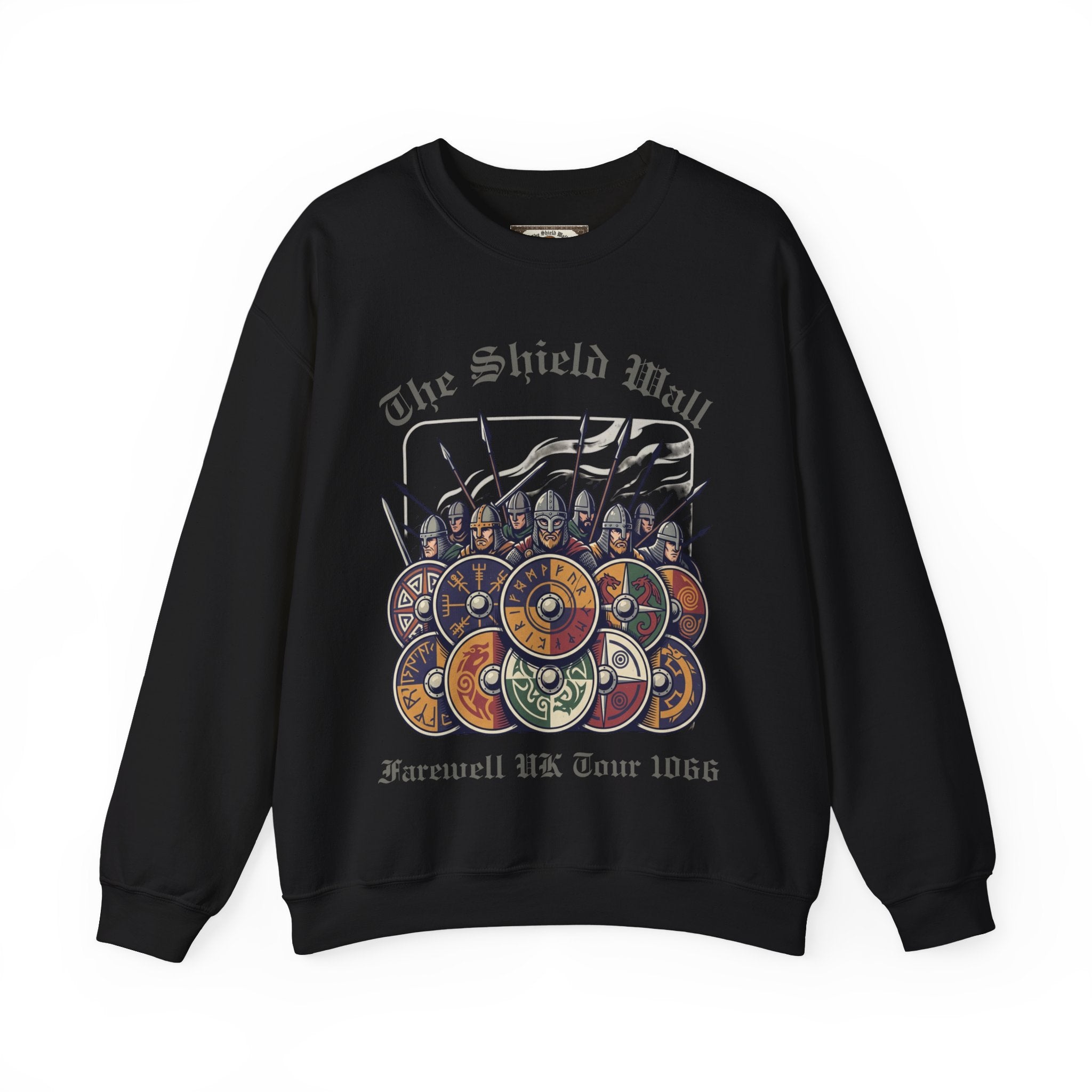 The Shield Wall Farewell UK Tour 1066 Sweatshirt — Unisex Adult Battle Dates Back Print