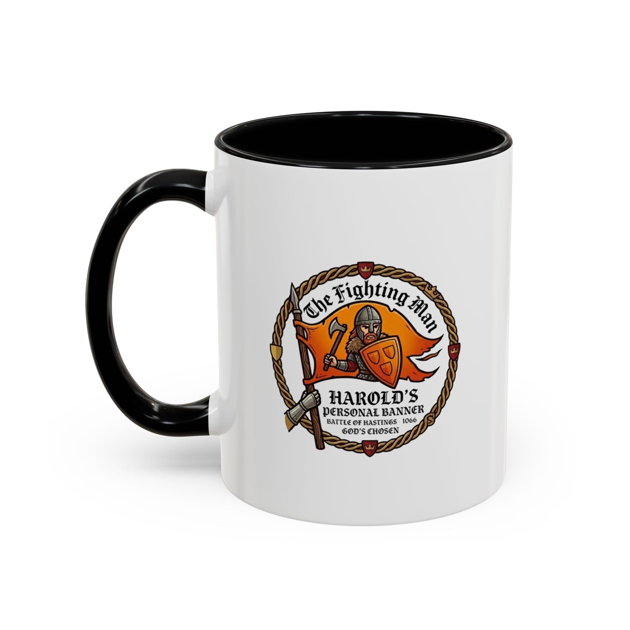 King Harold The Fighting Man Axe Banner Accent Coffee Mug — 11/15oz Last Anglo Saxon King