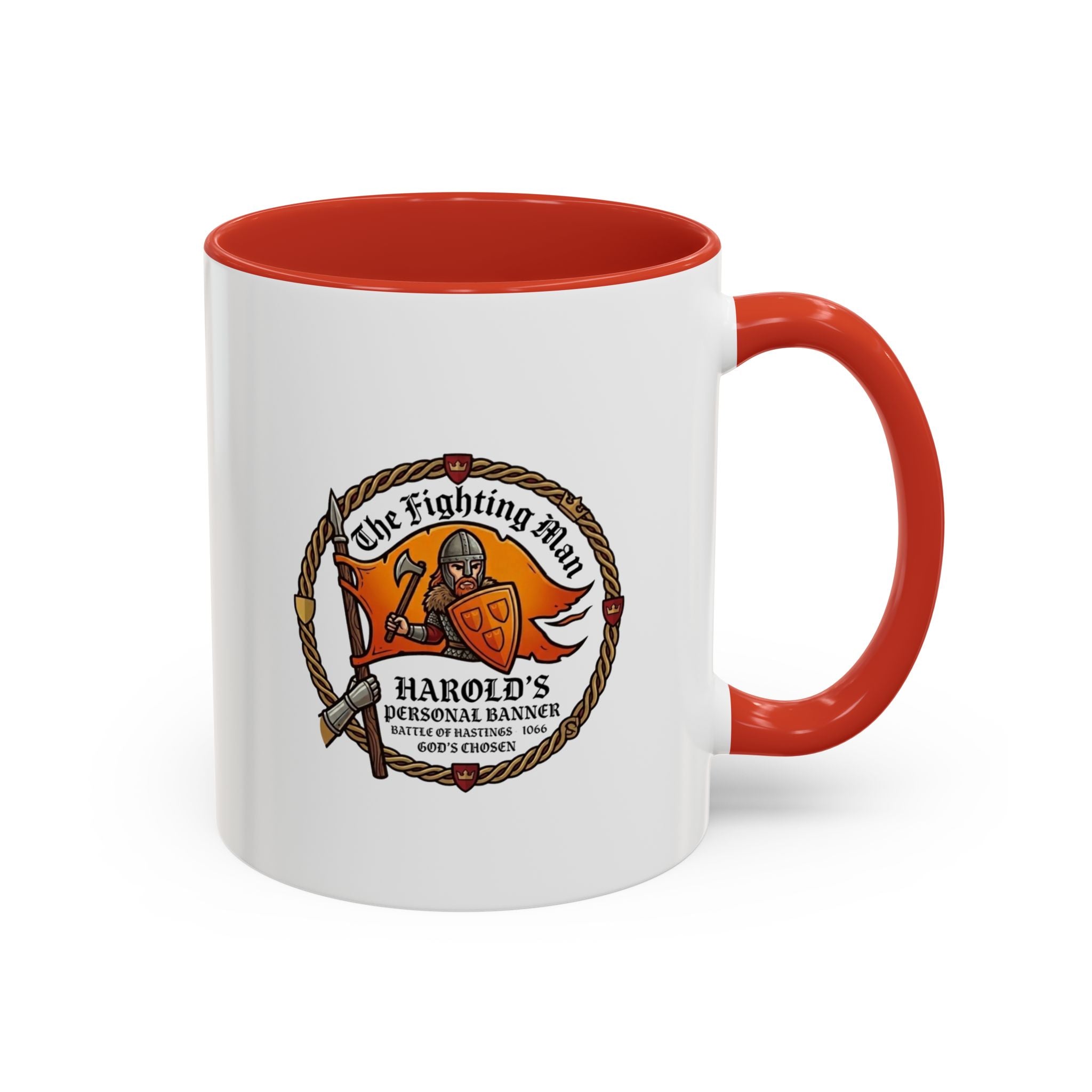 King Harold The Fighting Man Axe Banner Accent Coffee Mug — 11/15oz Last Anglo Saxon King