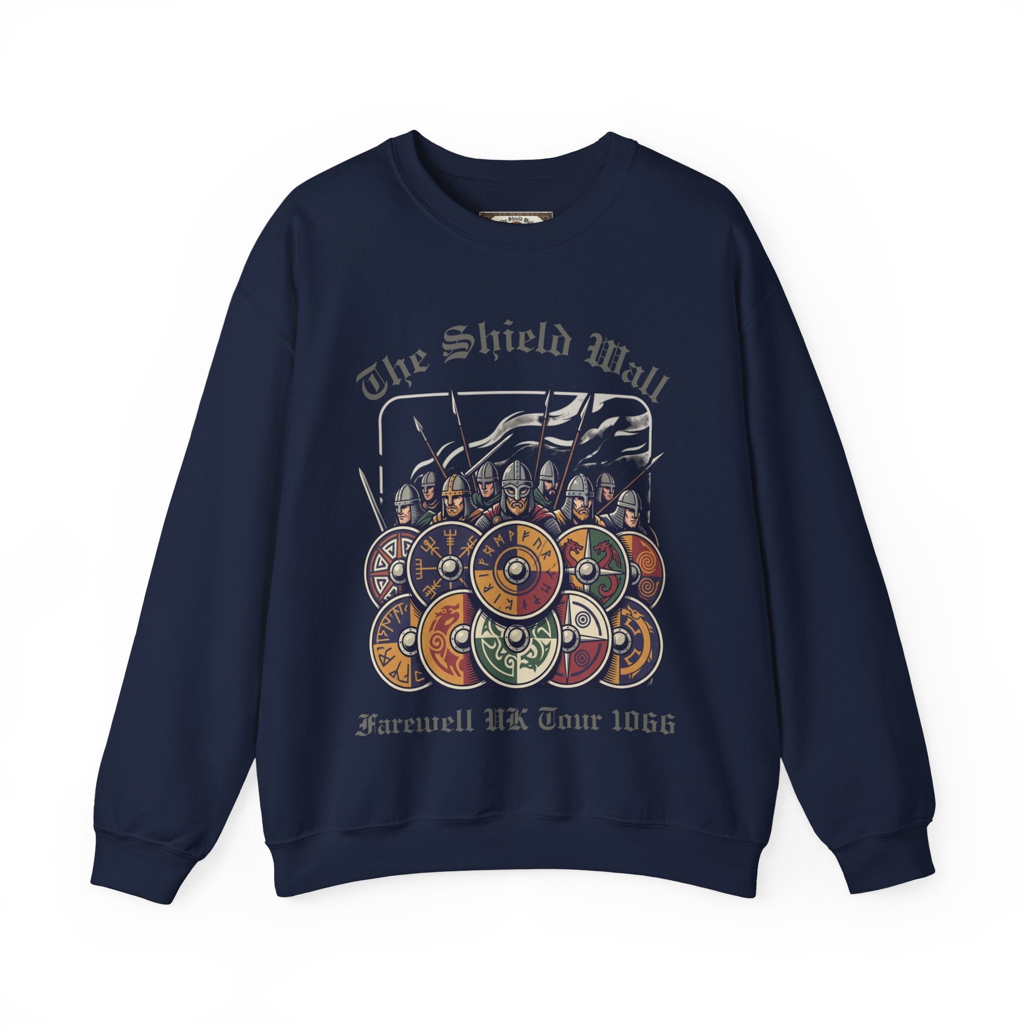 The Shield Wall Farewell UK Tour 1066 Sweatshirt — Unisex Adult Battle Dates Back Print