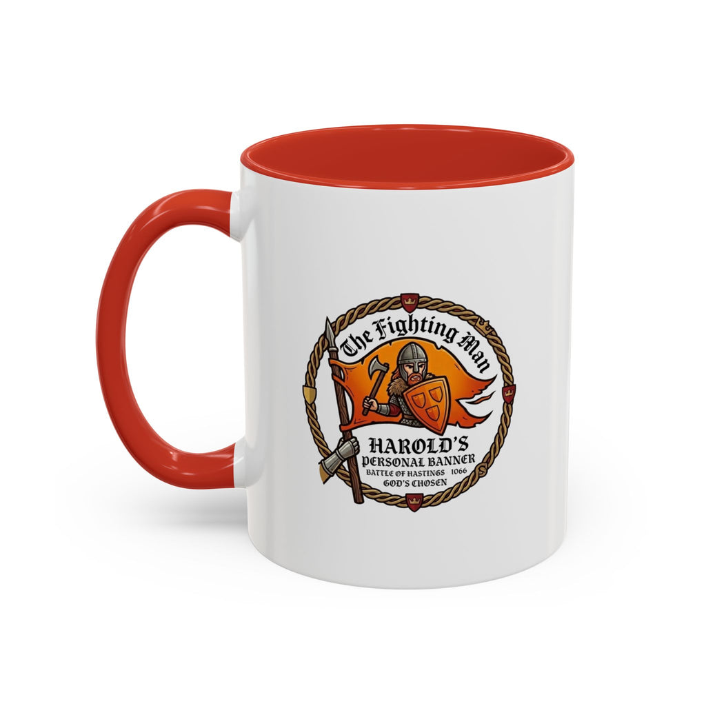 King Harold The Fighting Man Axe Banner Accent Coffee Mug — 11/15oz Last Anglo Saxon King