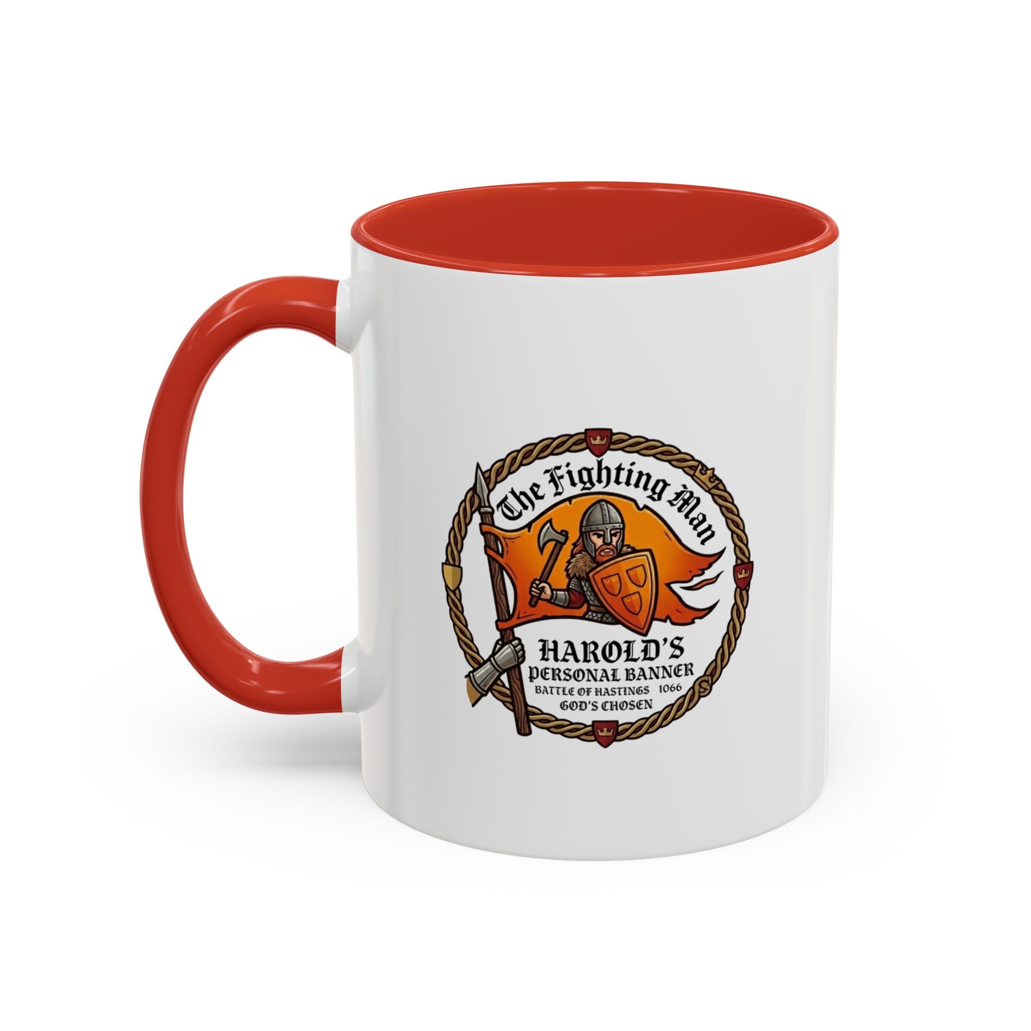 King Harold The Fighting Man Axe Banner Accent Coffee Mug — 11/15oz Last Anglo Saxon King