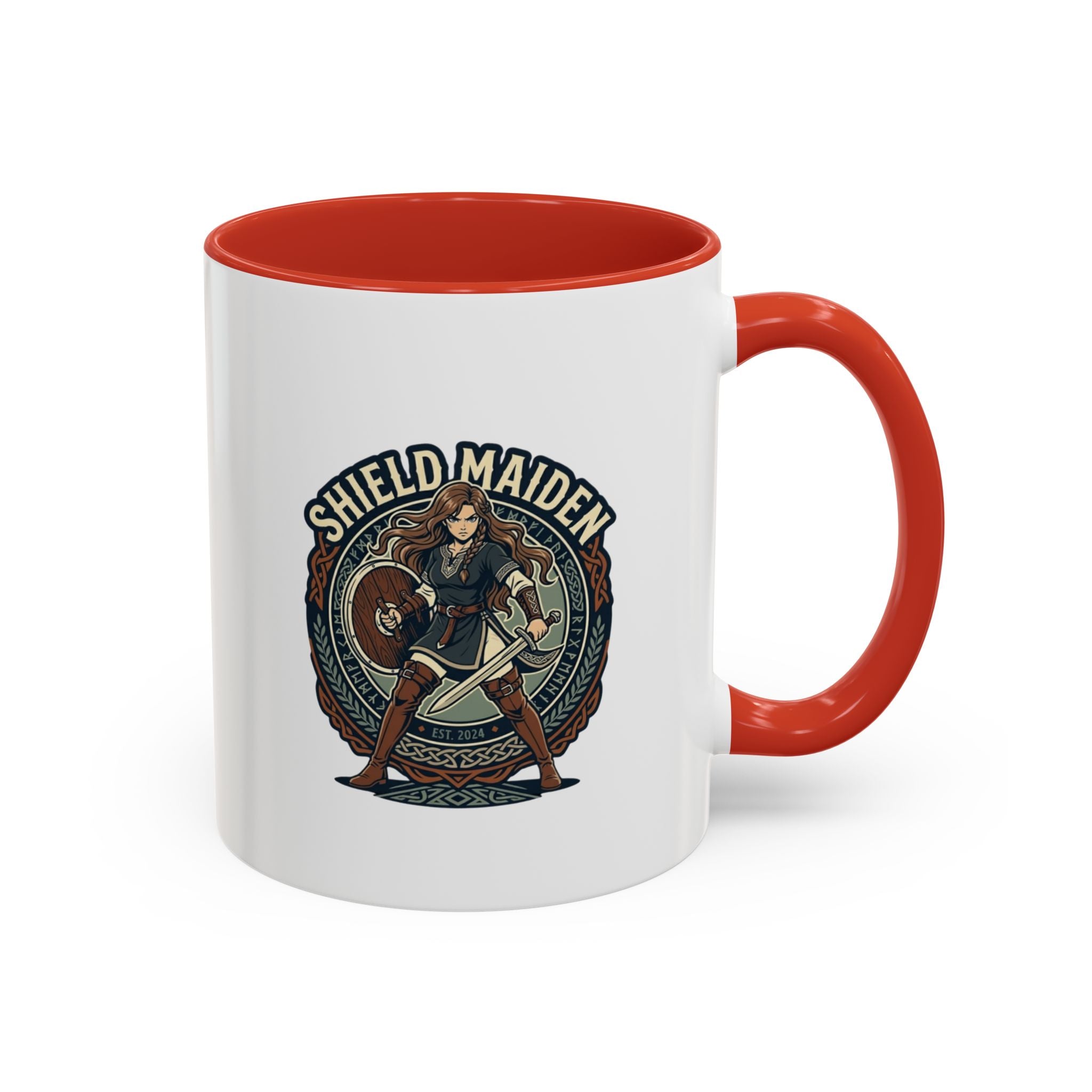 Shield Maiden Coffee Mug | Anglo-Saxon Warrior Woman | 11oz Accent Mug
