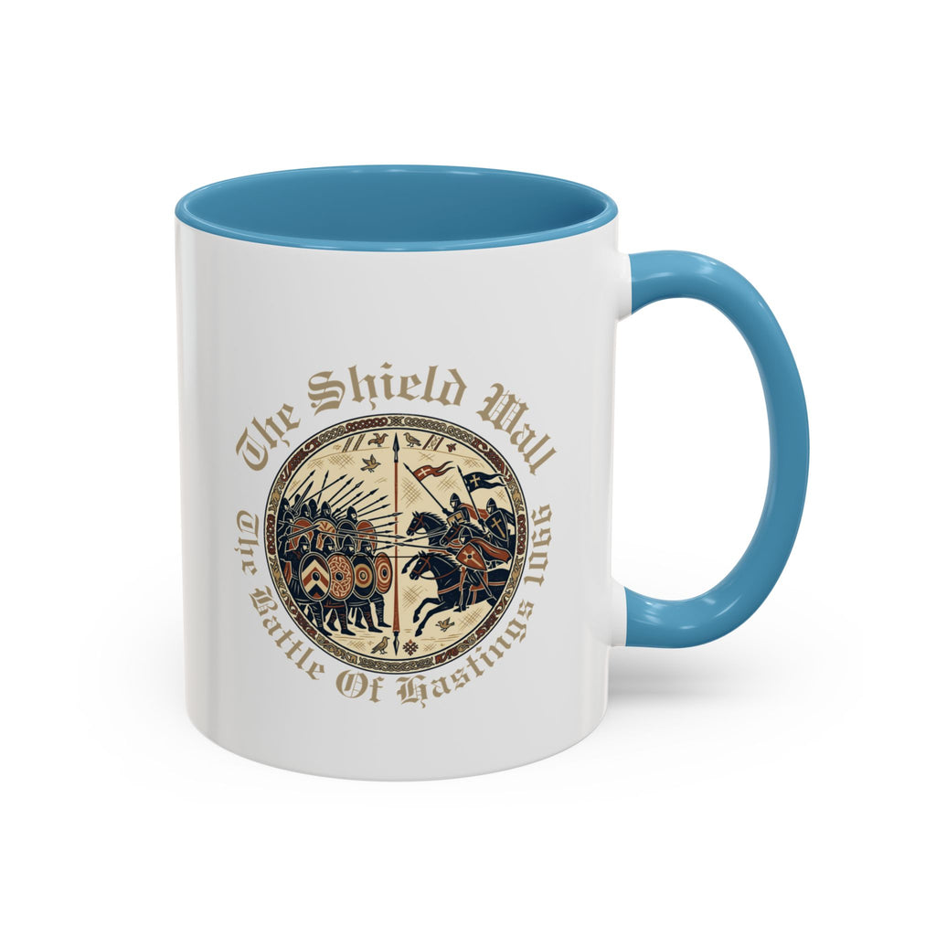 Shield Wall Accent Mug — The Battle of Hastings 1066 (Bayeux Tapestry Style)