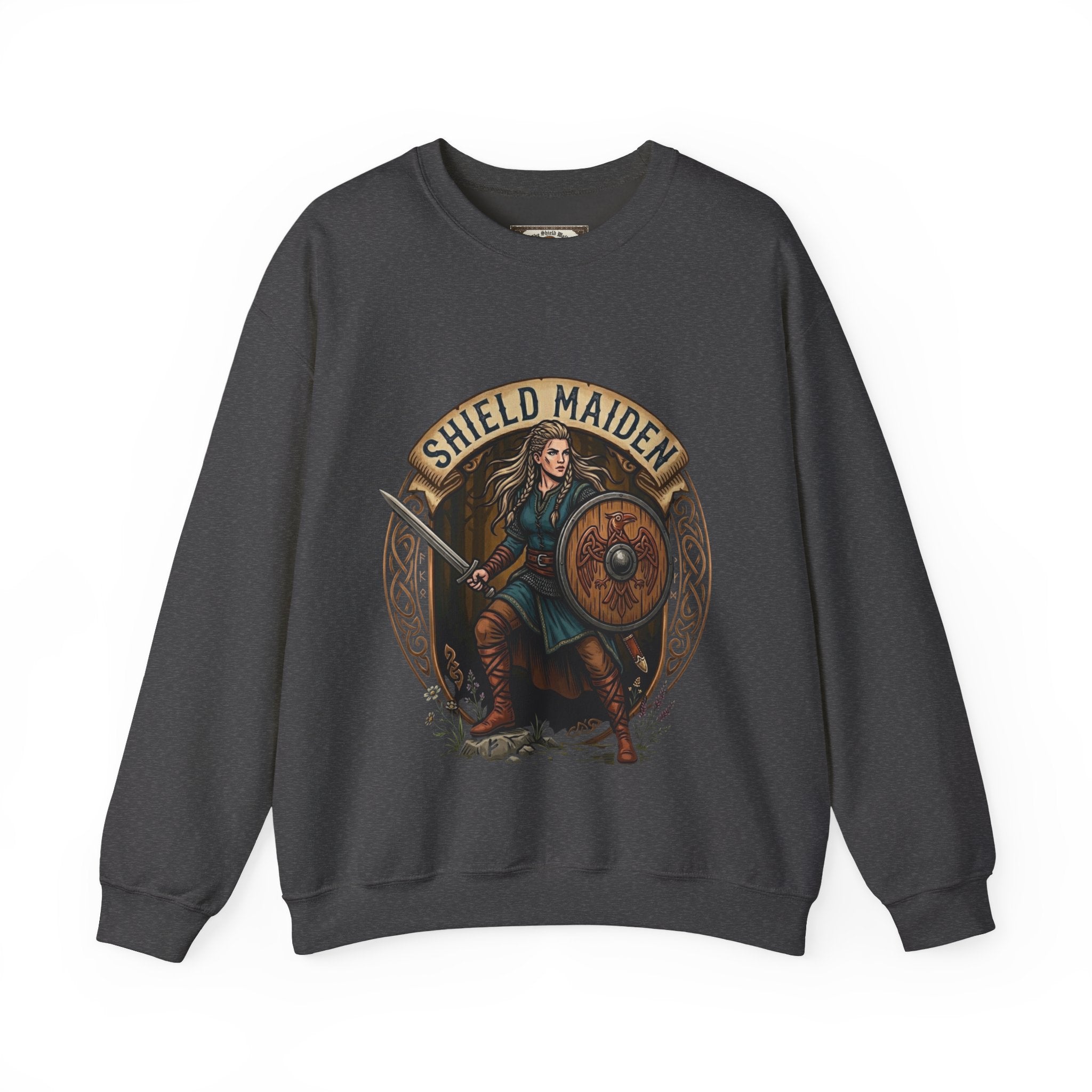 Shield Maiden Crewneck Sweatshirt | Unisex Adult Viking Warrior Top