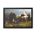 Hervor's Death — Viking Shield Maiden Framed Canvas Print | Peter Nicolai Arbo