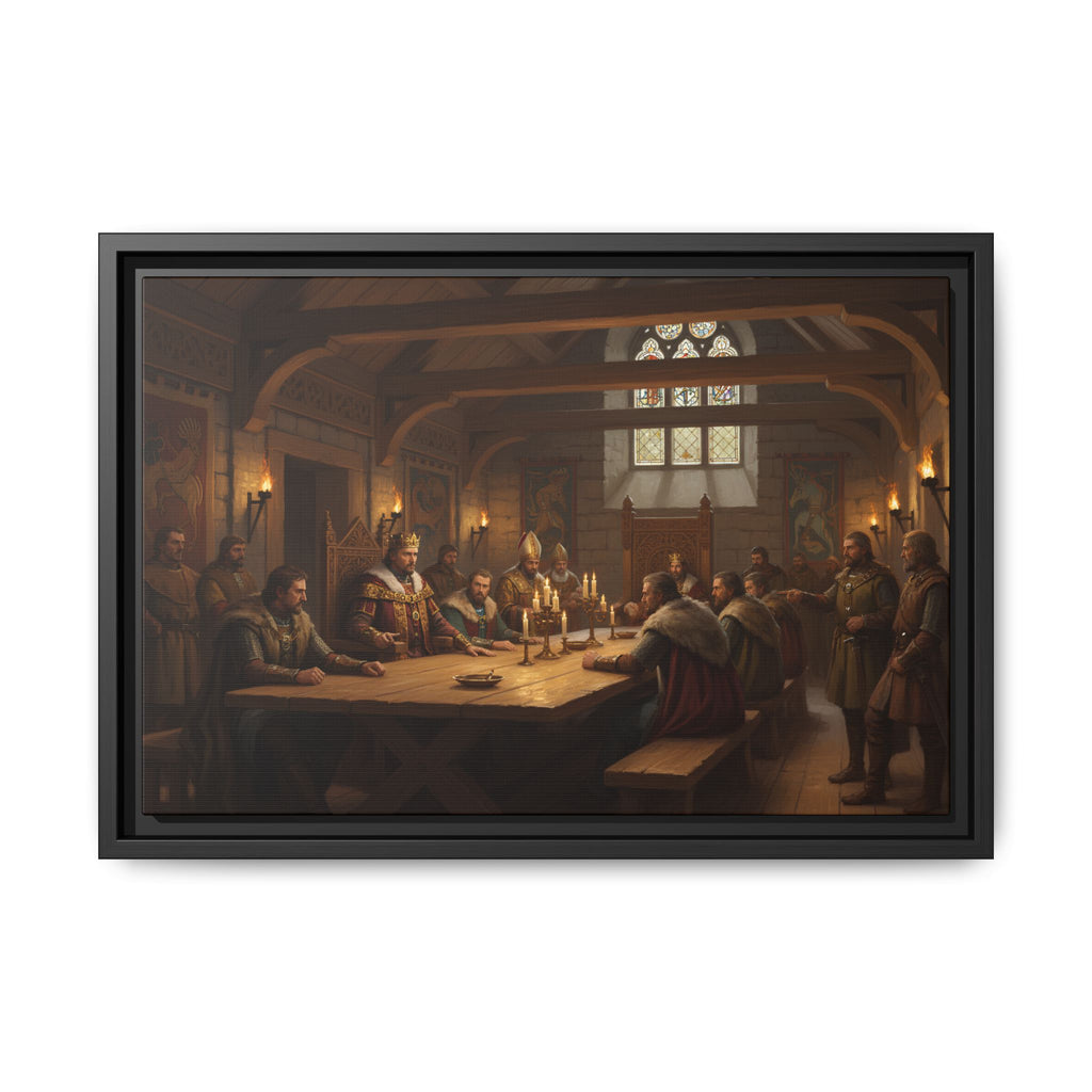 The Witan in Session — Anglo-Saxon Royal Council Framed Canvas Print | Heritage Gift