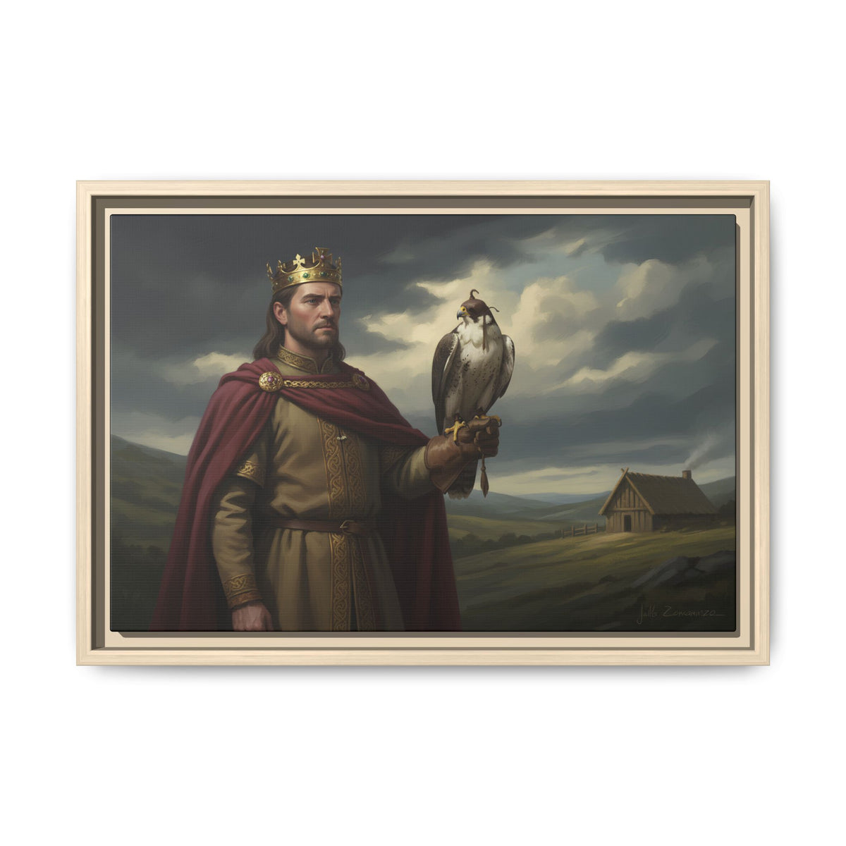 King Harold II Framed Canvas Print — The Falcon King | Heritage Wall Art