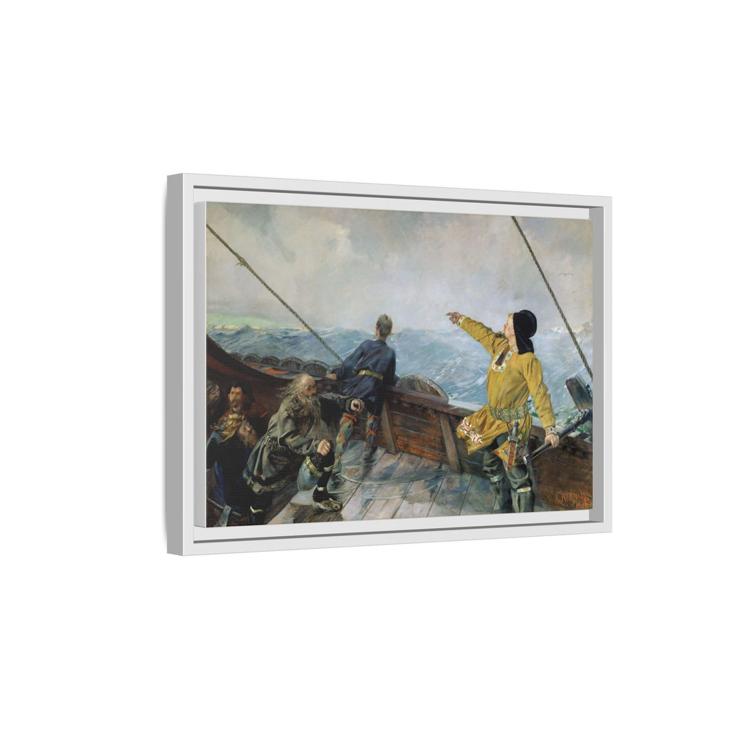 Leif Erikson Discovering America — Framed Matte Canvas Print (1893)