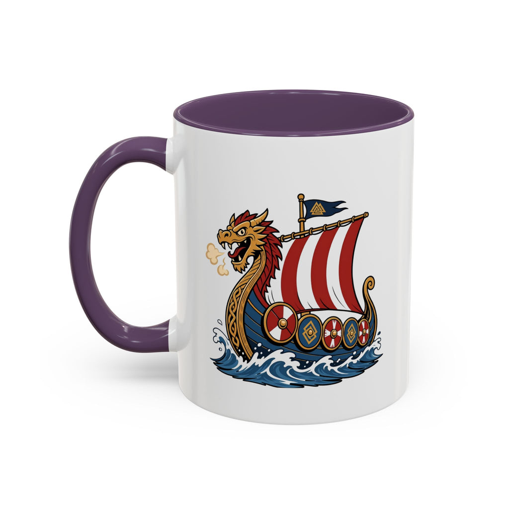 Dragonship Accent Mug — Caricature Viking Drakkar | Heritage Gift