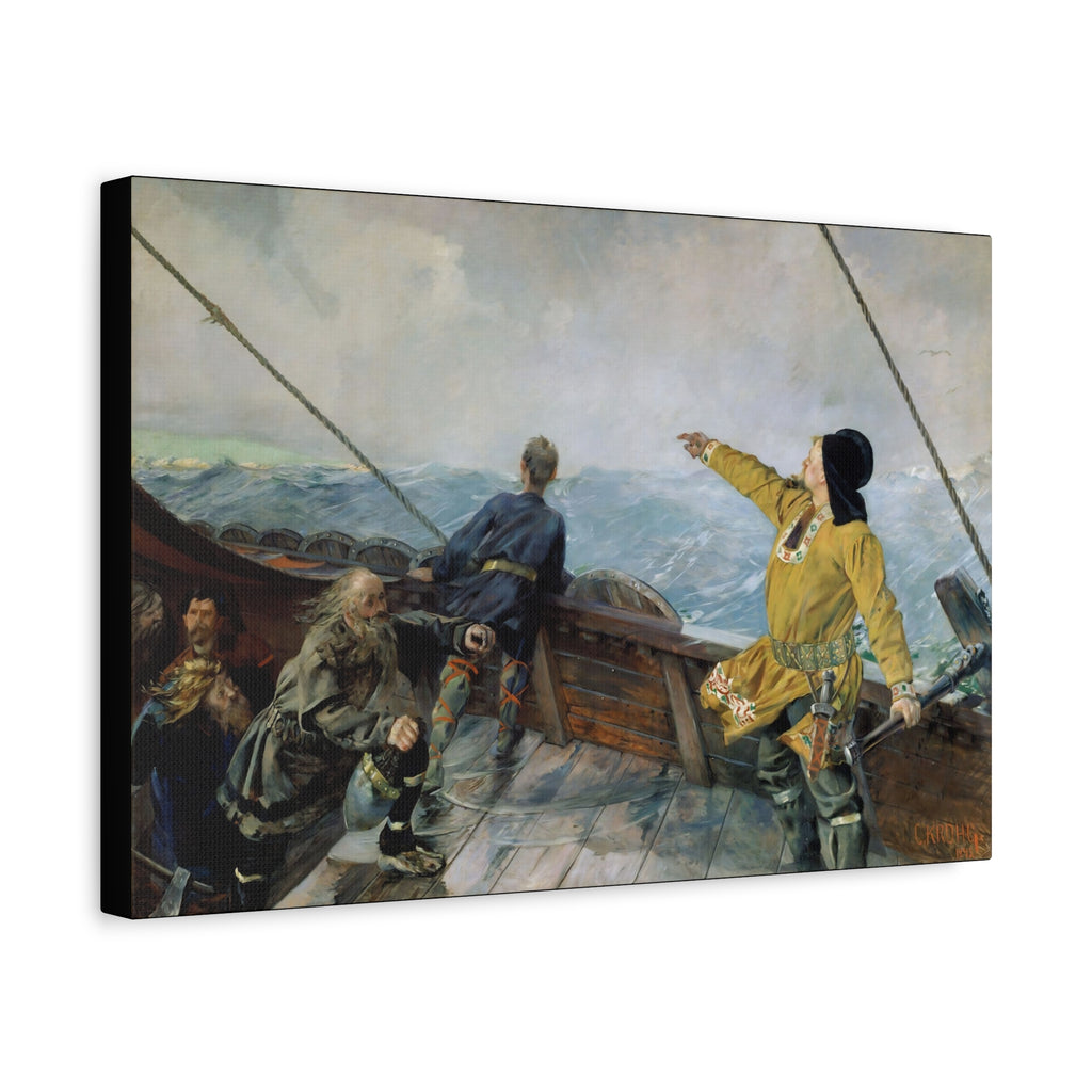 Leif Erikson Discovering America — Stretched Matte Canvas Print (1893)