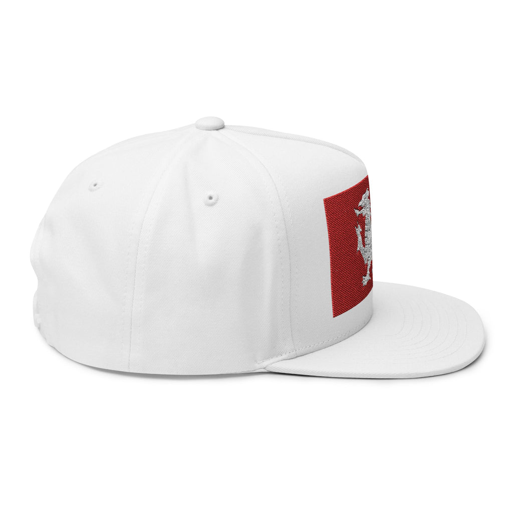 Wessex White Dragon Embroidered Flat Bill Cap — Anglo-Saxon Snapback | Heritage Clothing