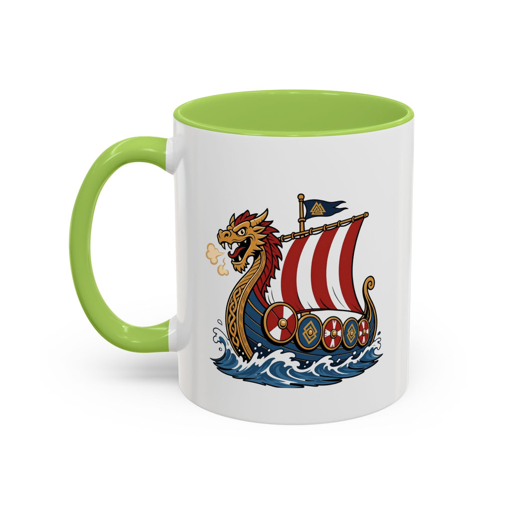Dragonship Accent Mug — Caricature Viking Drakkar | Heritage Gift