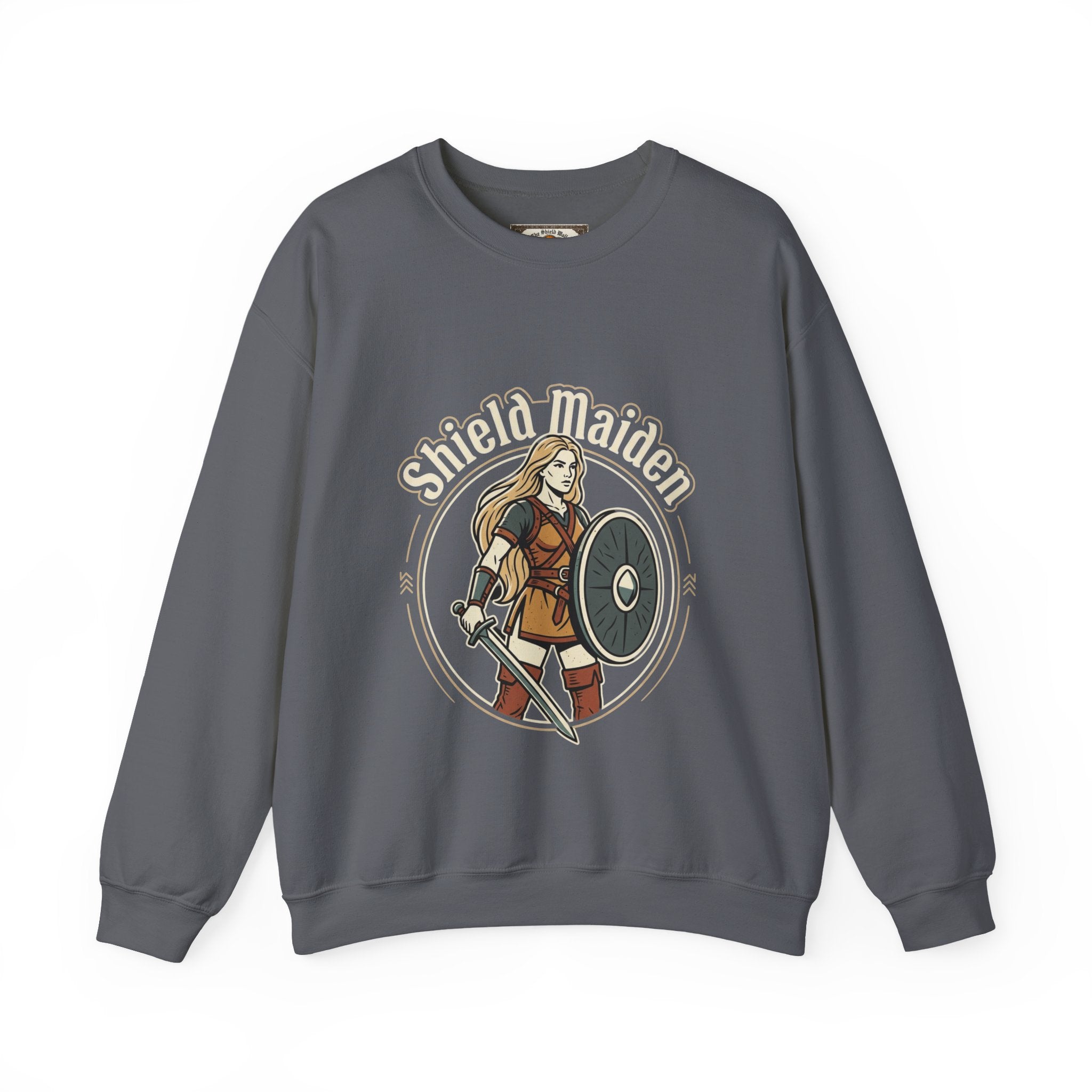Shield Maiden Crewneck Sweatshirt | Unisex Adult Viking Warrior Design