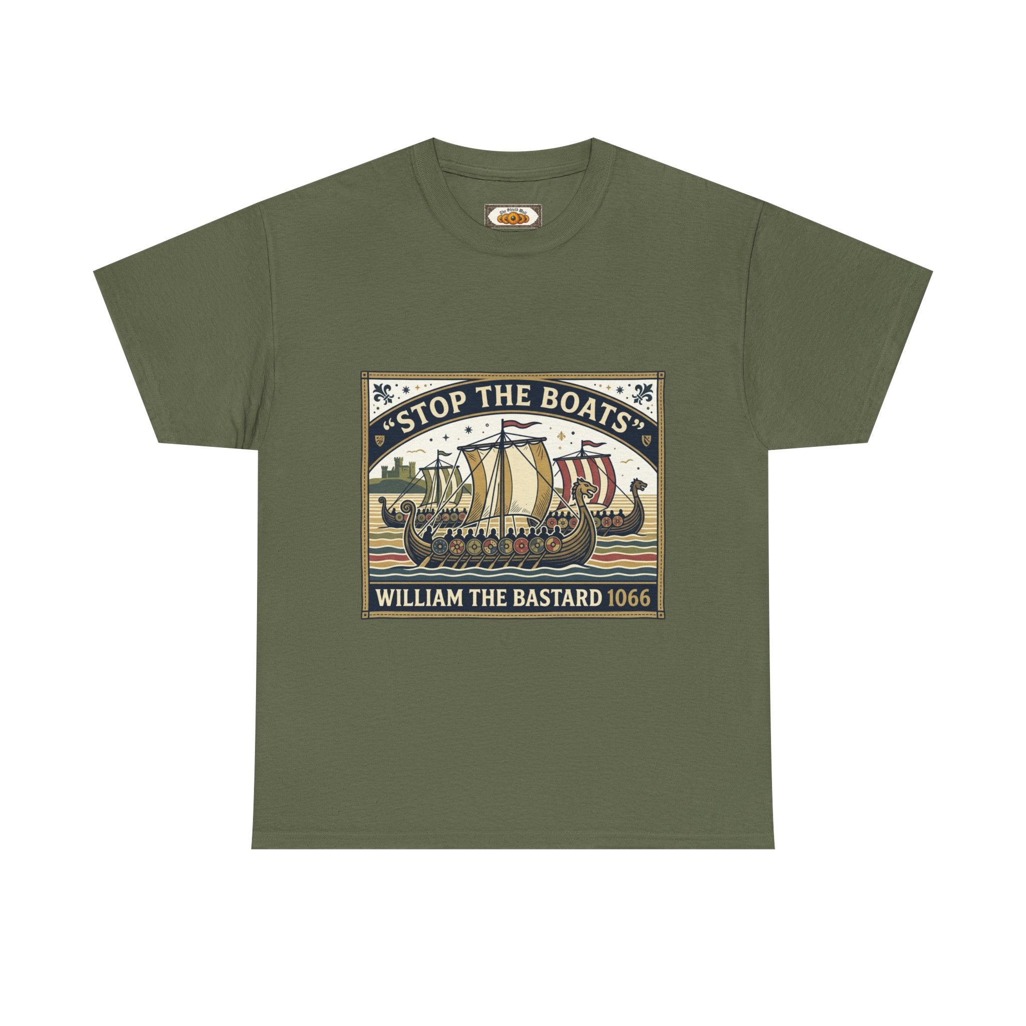 English History Tee — "Stop the Boats The Norman Conquest 1066" Protest T‑Shirt