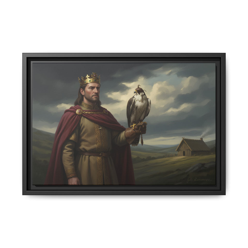 King Harold II Framed Canvas Print — The Falcon King | Heritage Wall Art