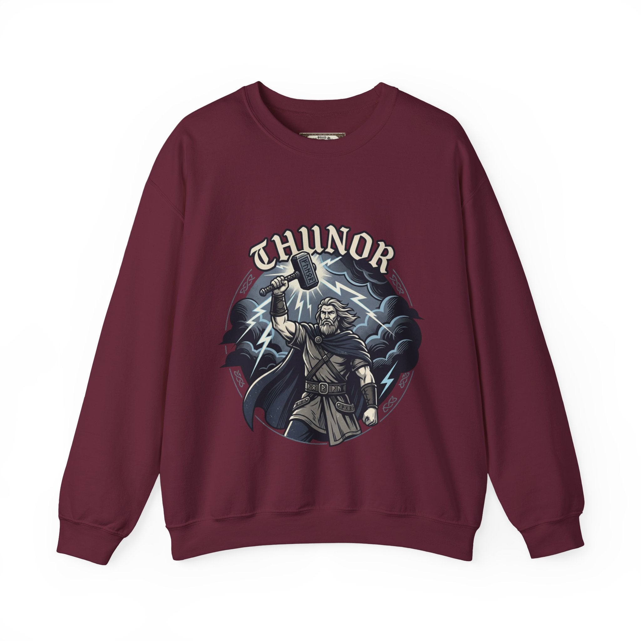 Thunor 'The Thunderer' Crewneck Sweatshirt — Anglo-Saxon God of Thunder Graphic