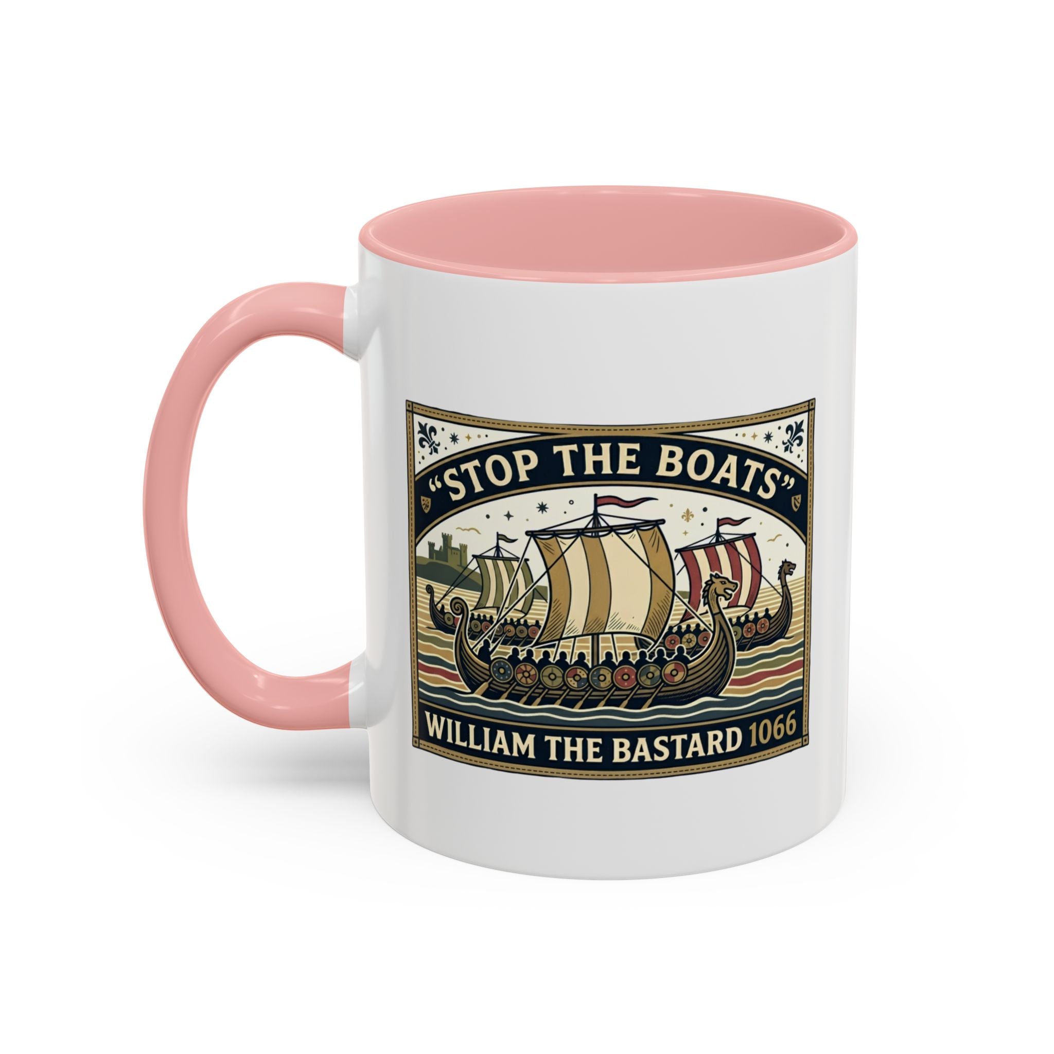 "Stop the Boats" Norman Protest Accent Coffee Mug — William the Bastard 1066 — 11oz