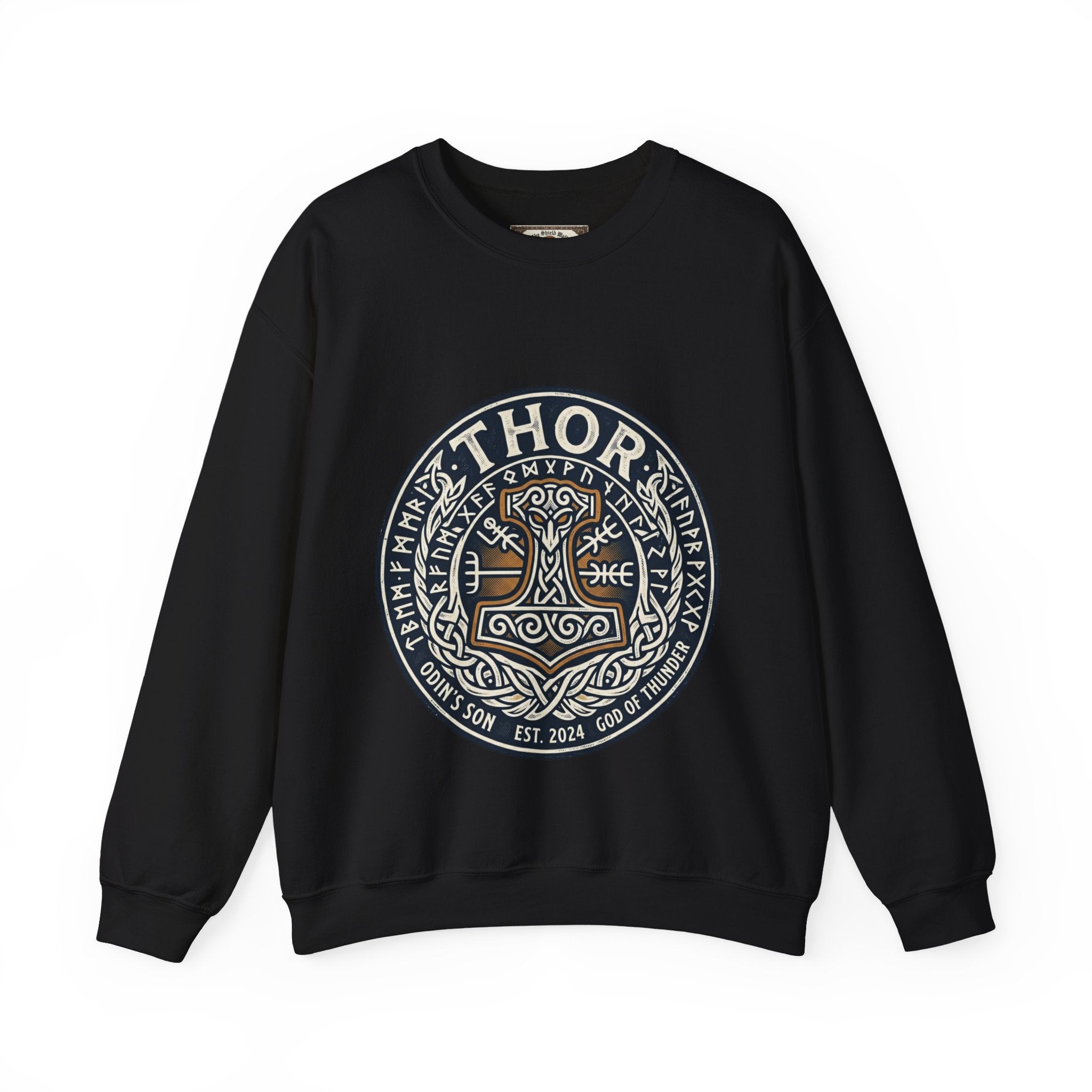 Thor's Hammer Mjollnir Crewneck Sweatshirt — Norse God of Thunder Design