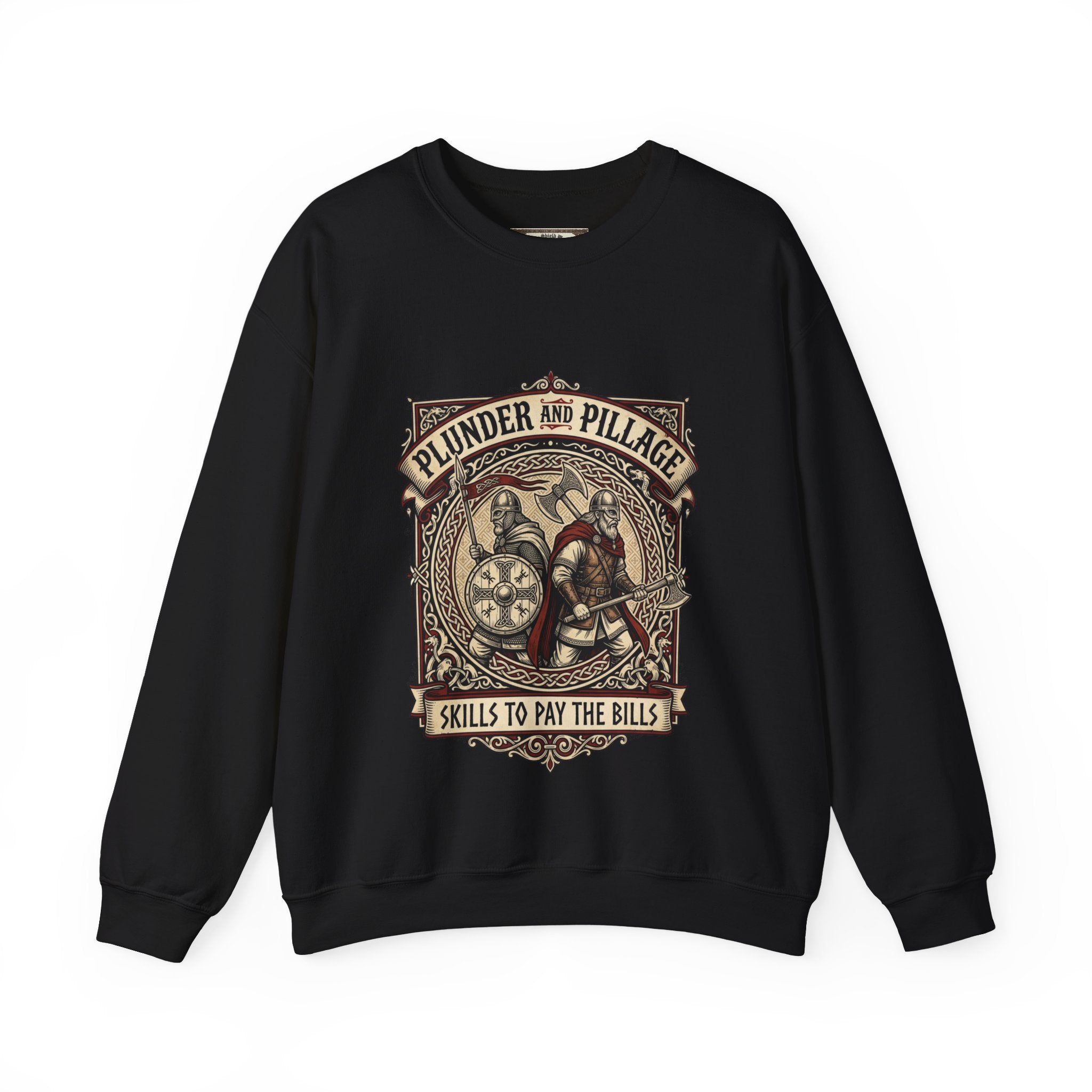 Viking Warrior Crewneck Sweatshirt | Norse Plunder & Pillage Design | Unisex Adult