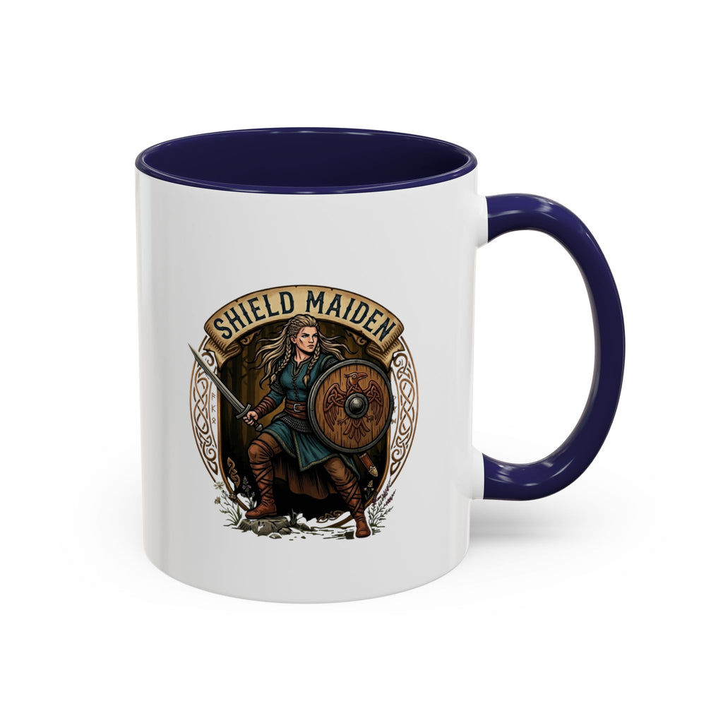 Shield Maiden Coffee Mug | Viking Warrior Shieldmaiden Design | 11oz Accent Mug