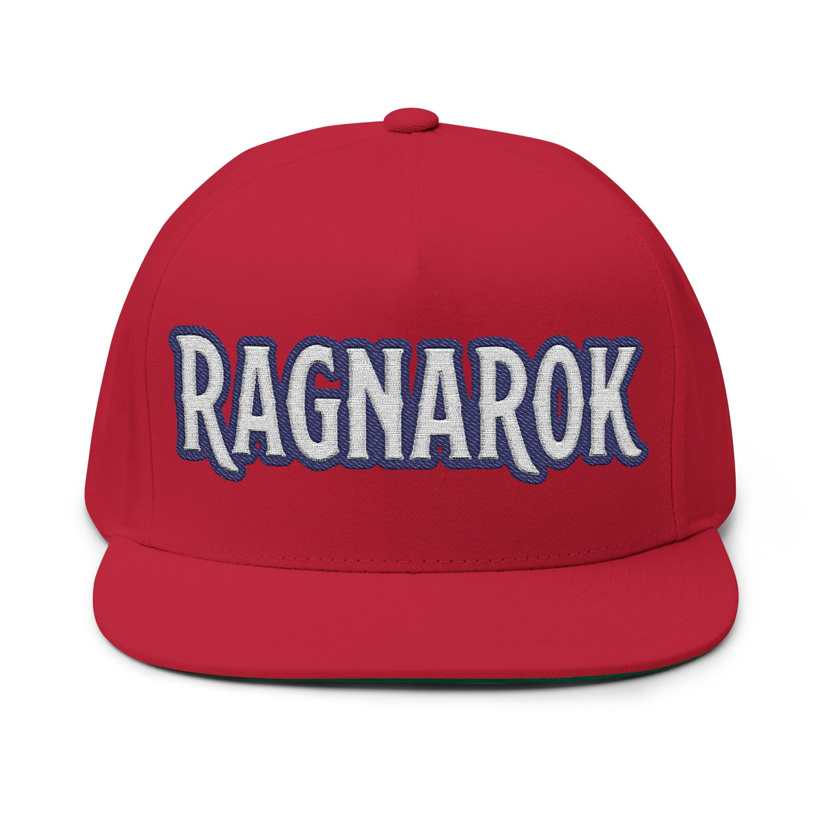 Ragnarök Embroidered Flat Bill Cap — Retro Varsity Snapback | Heritage Clothing