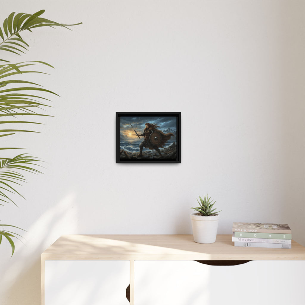 Shield Maiden of the Sagas — Viking Warrior Framed Canvas Print | Heritage Clothing