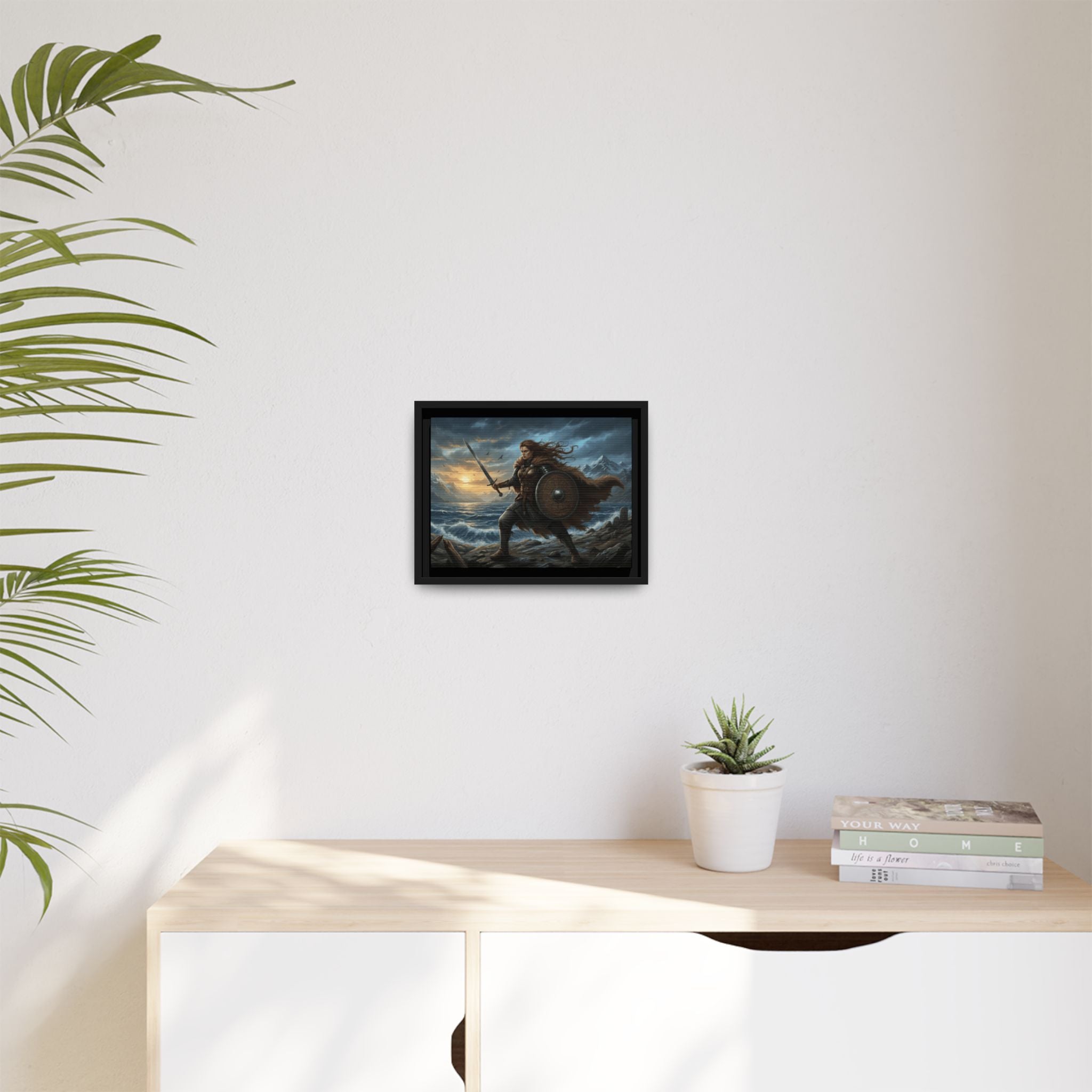 Shield Maiden of the Sagas — Viking Warrior Framed Canvas Print | Heritage Clothing