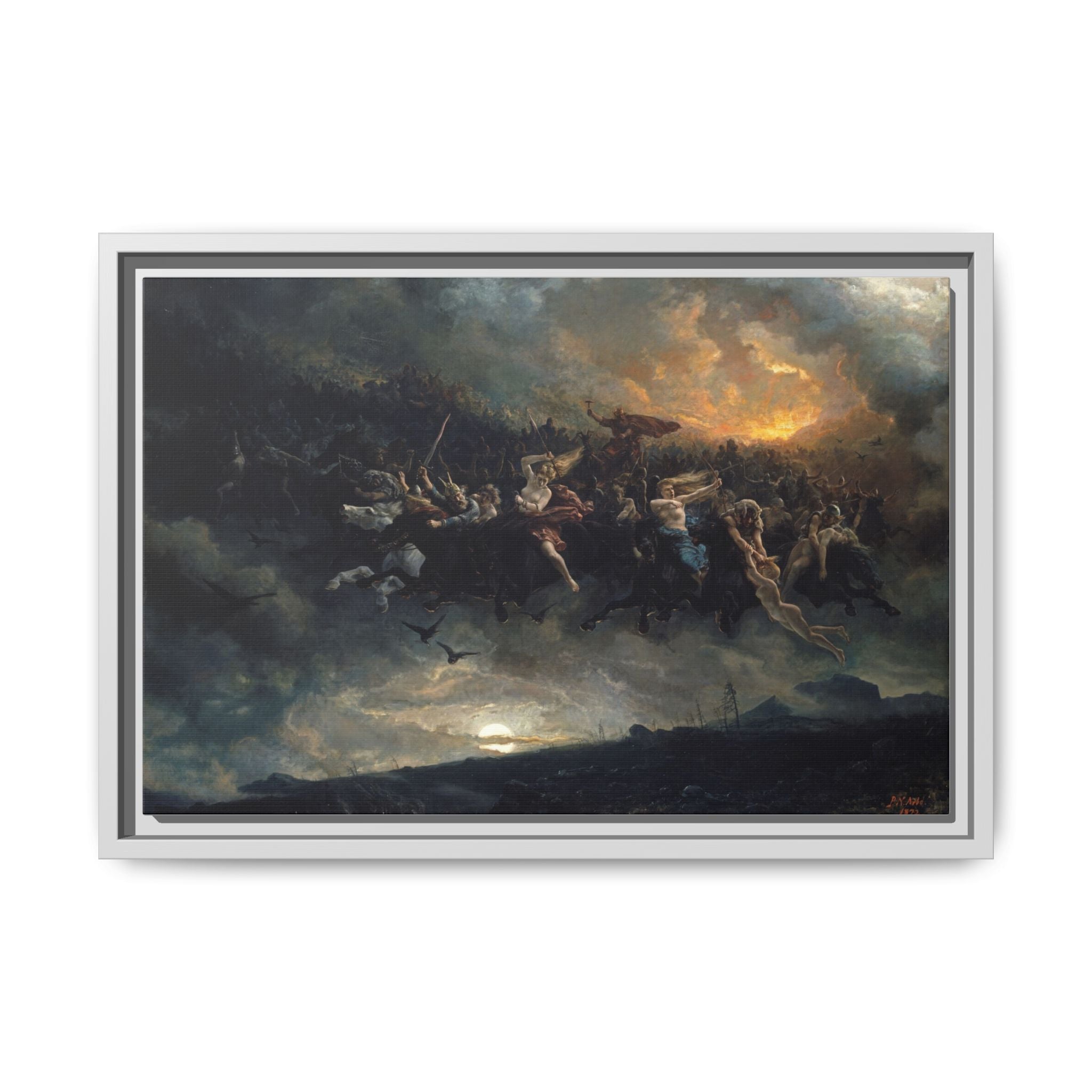 The Wild Hunt of Odin Framed Canvas Print | Norse Mythology Wall Art | Peter Nicolai Arbo 1872
