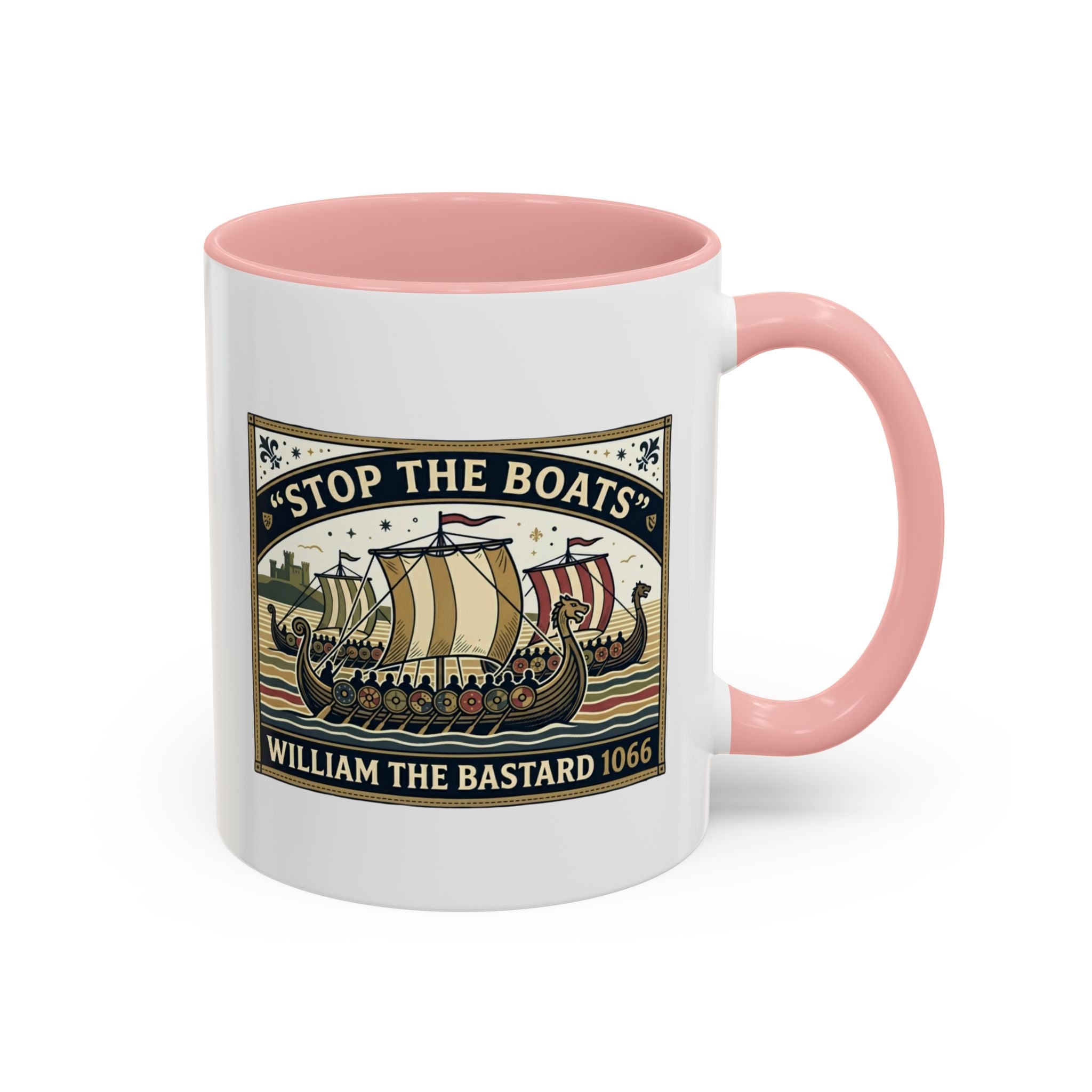 "Stop the Boats" Norman Protest Accent Coffee Mug — William the Bastard 1066 — 11oz