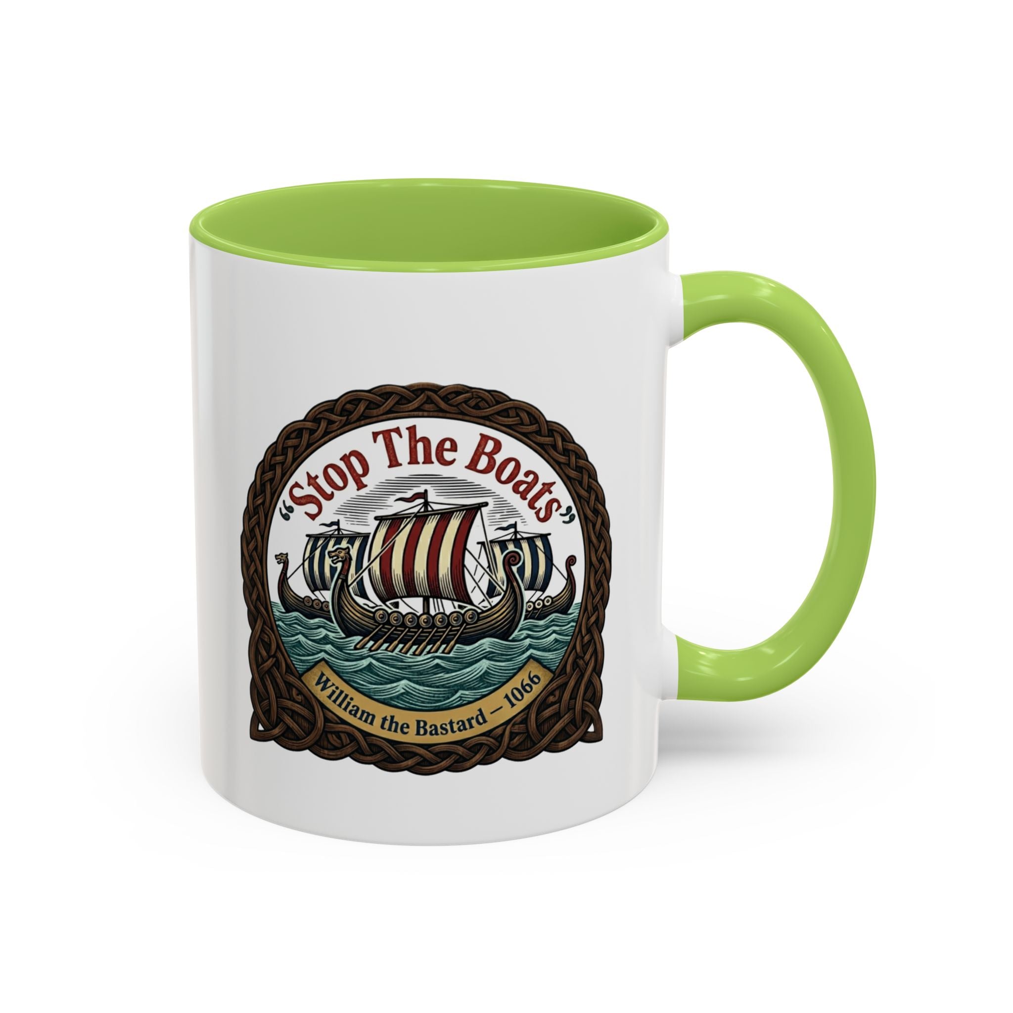 "Stop the Boats" Norman Protest Accent Coffee Mug — William the Bastard 1066 — 11oz