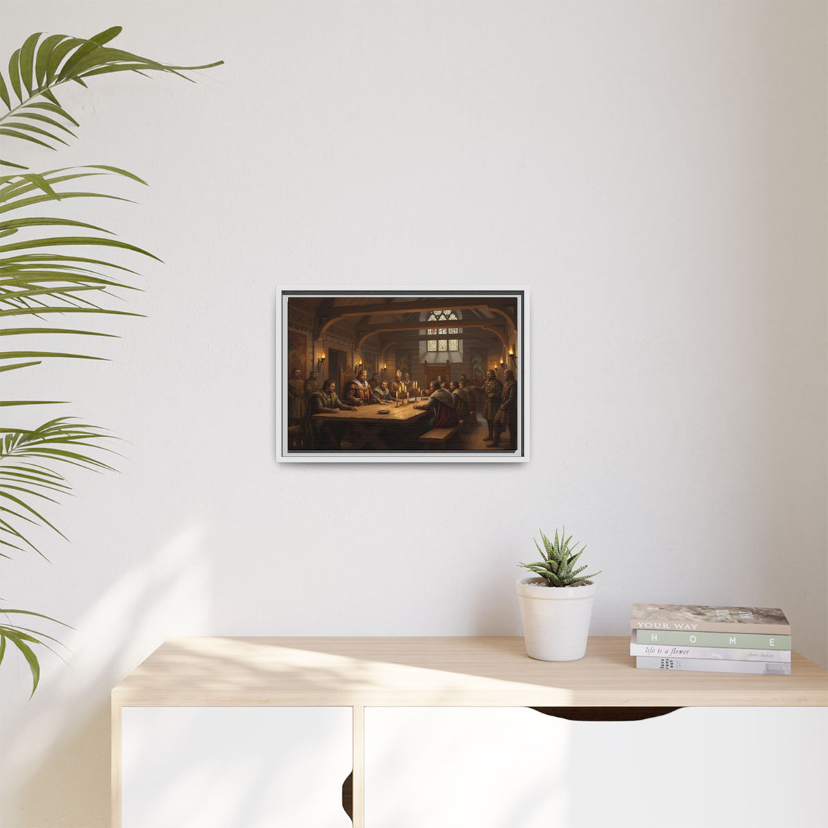 The Witan in Session — Anglo-Saxon Royal Council Framed Canvas Print | Heritage Gift
