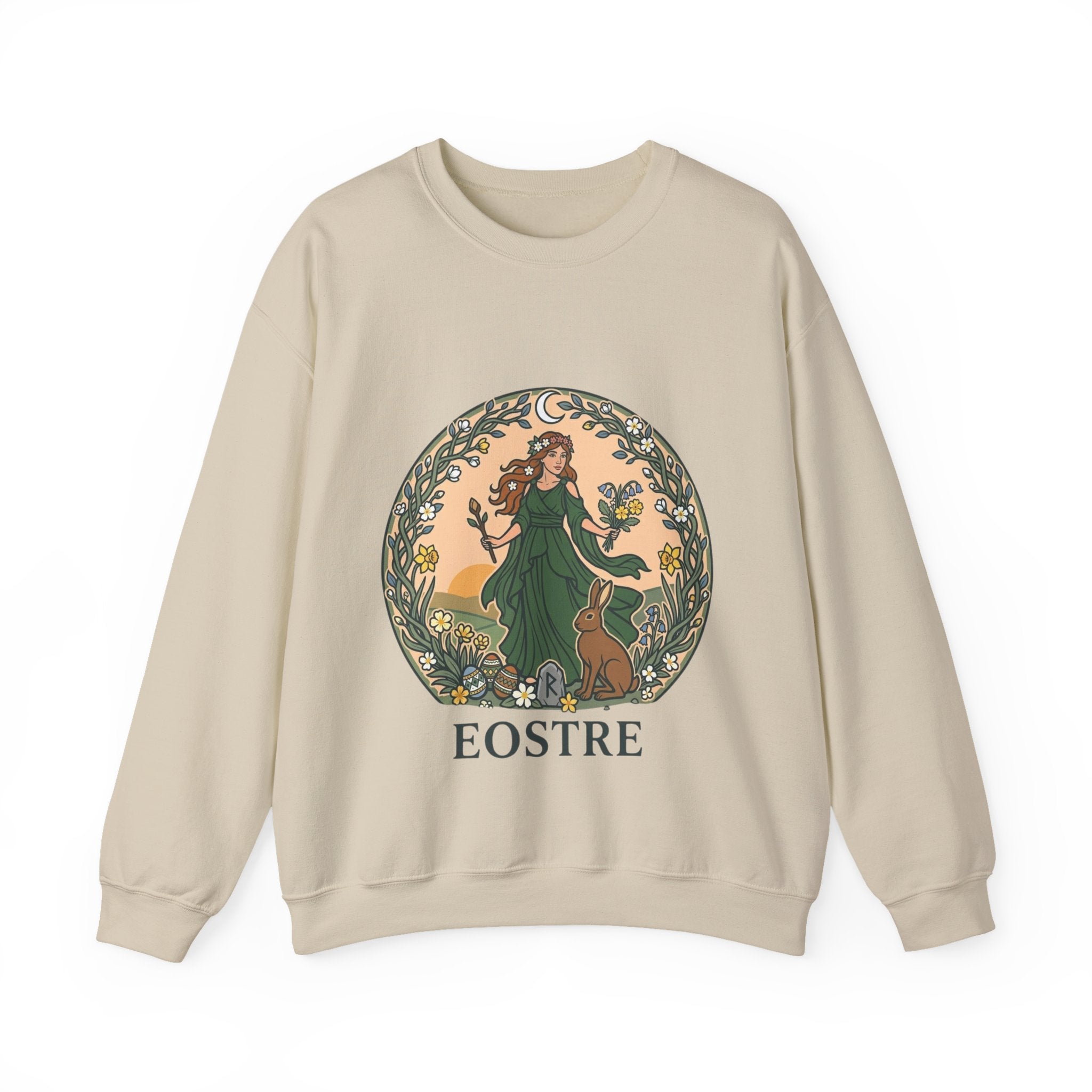 Eostre Spring Goddess Sweatshirt — Anglo-Saxon Dawn & Fertility Design