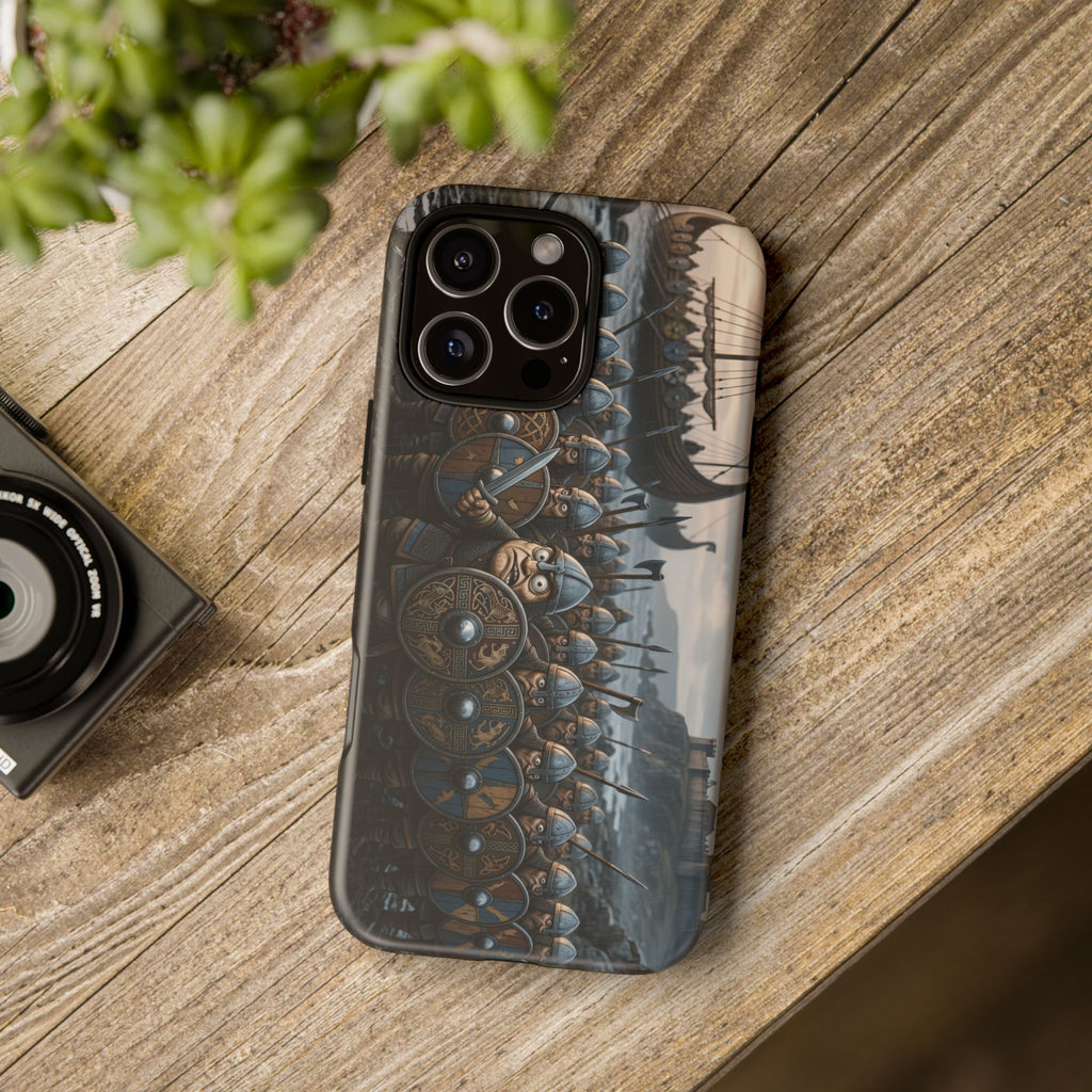 Viking Shield Wall Phone Case — Norse Longship Battle Design | Heritage Clothing