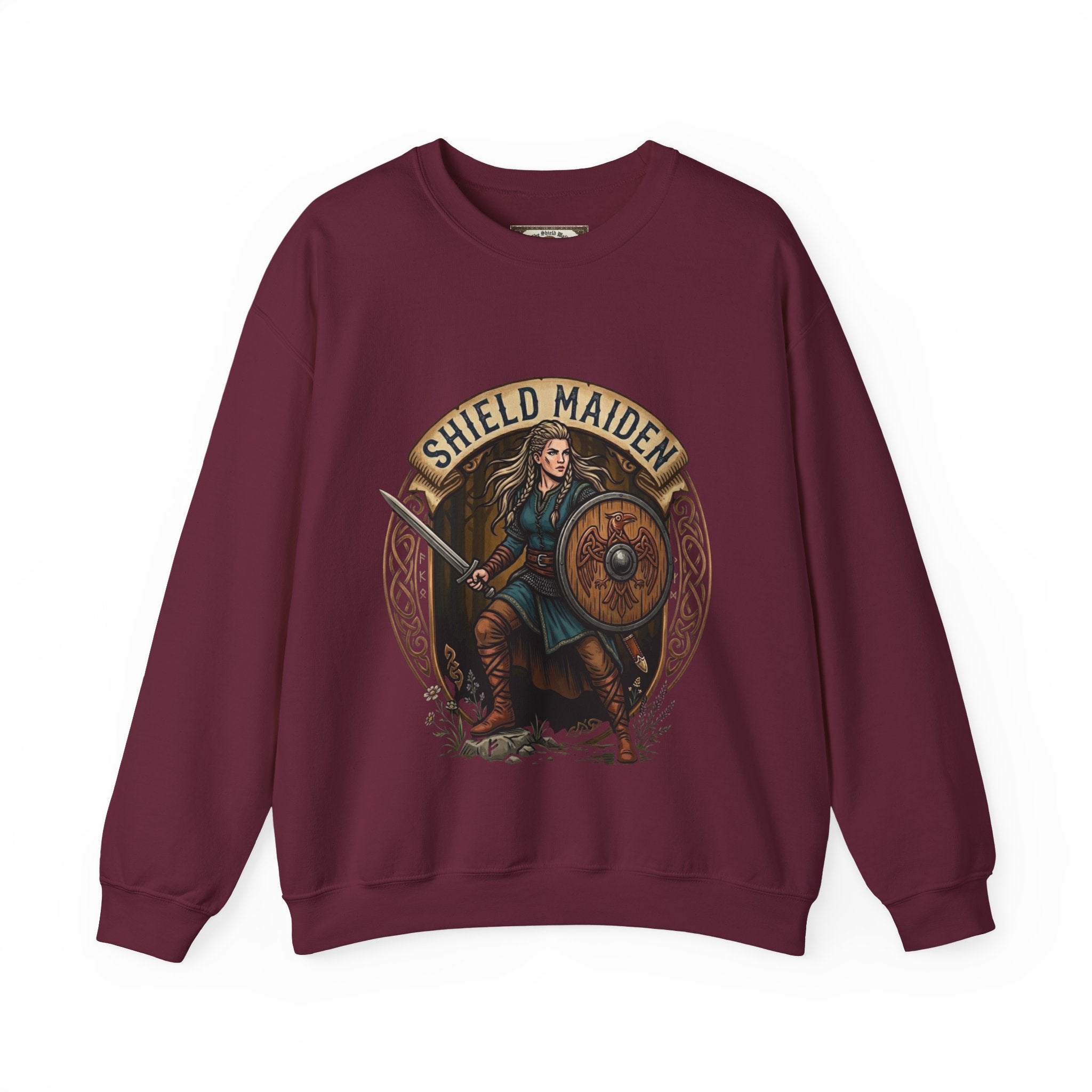 Shield Maiden Crewneck Sweatshirt | Unisex Adult Viking Warrior Top